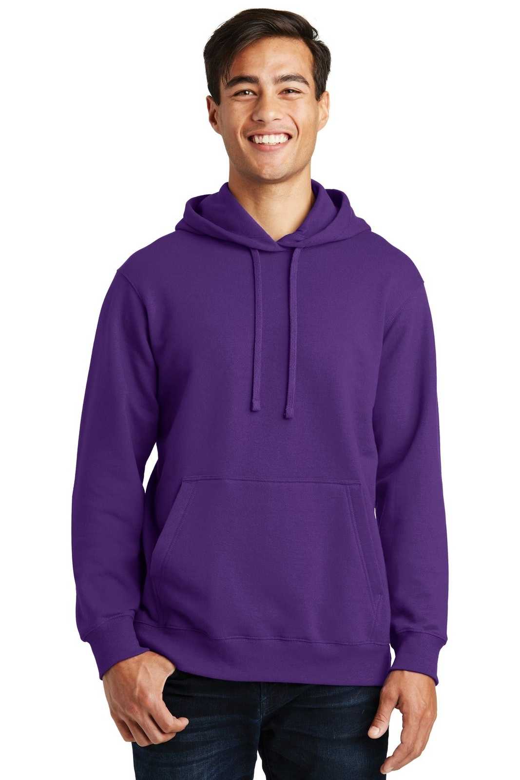 Port &amp; Company PC850H Fan Favorite Fleece Pullover Hooded Sweatshirt - Team Purple - HIT a Double - 1
