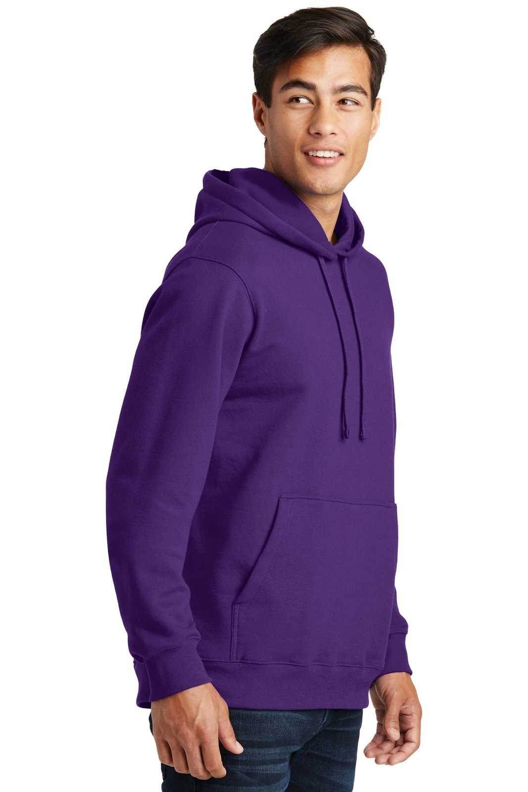 Port &amp; Company PC850H Fan Favorite Fleece Pullover Hooded Sweatshirt - Team Purple - HIT a Double - 4