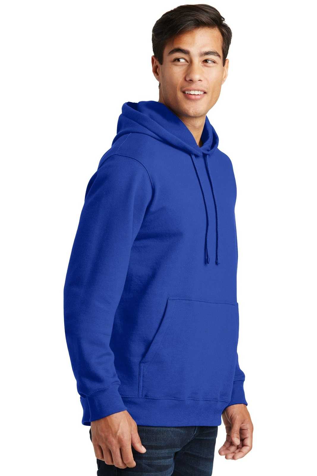 Port &amp; Company PC850H Fan Favorite Fleece Pullover Hooded Sweatshirt - True Royal - HIT a Double - 4