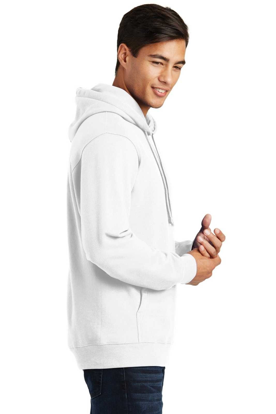 Port &amp; Company PC850H Fan Favorite Fleece Pullover Hooded Sweatshirt - White - HIT a Double - 3