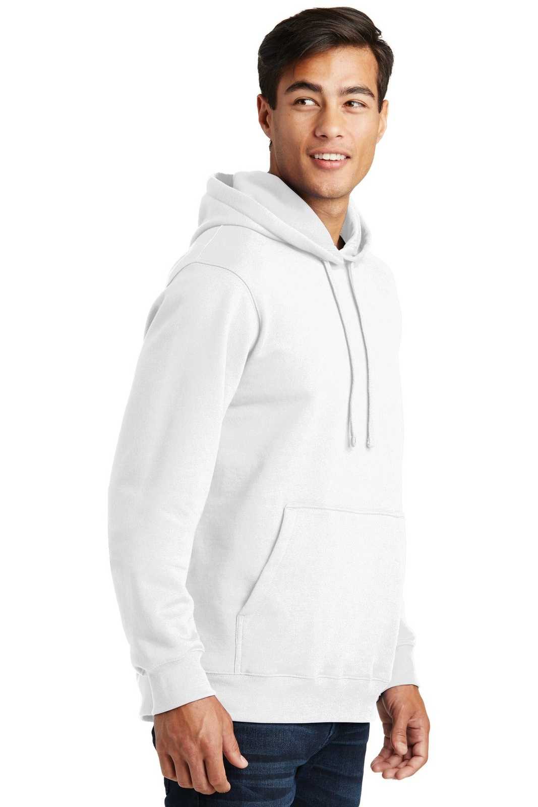 Port &amp; Company PC850H Fan Favorite Fleece Pullover Hooded Sweatshirt - White - HIT a Double - 4