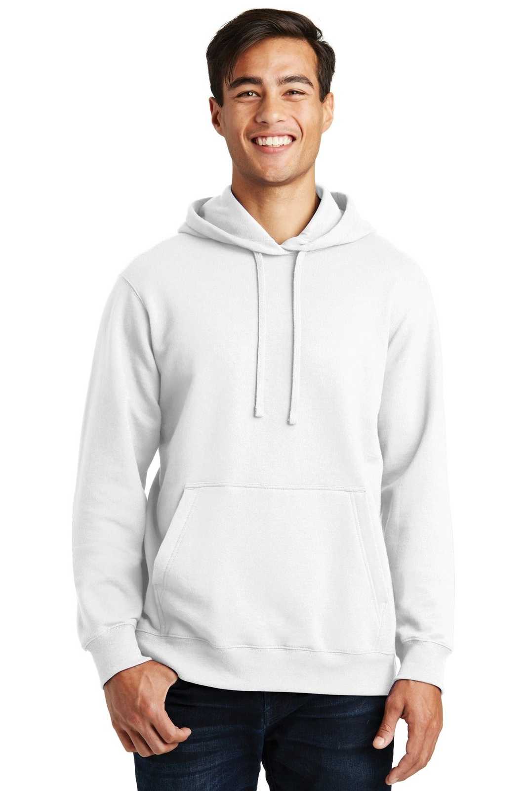 Port & Company PC850H Fan Favorite Fleece Pullover Hooded Sweatshirt - White - HIT a Double - 1