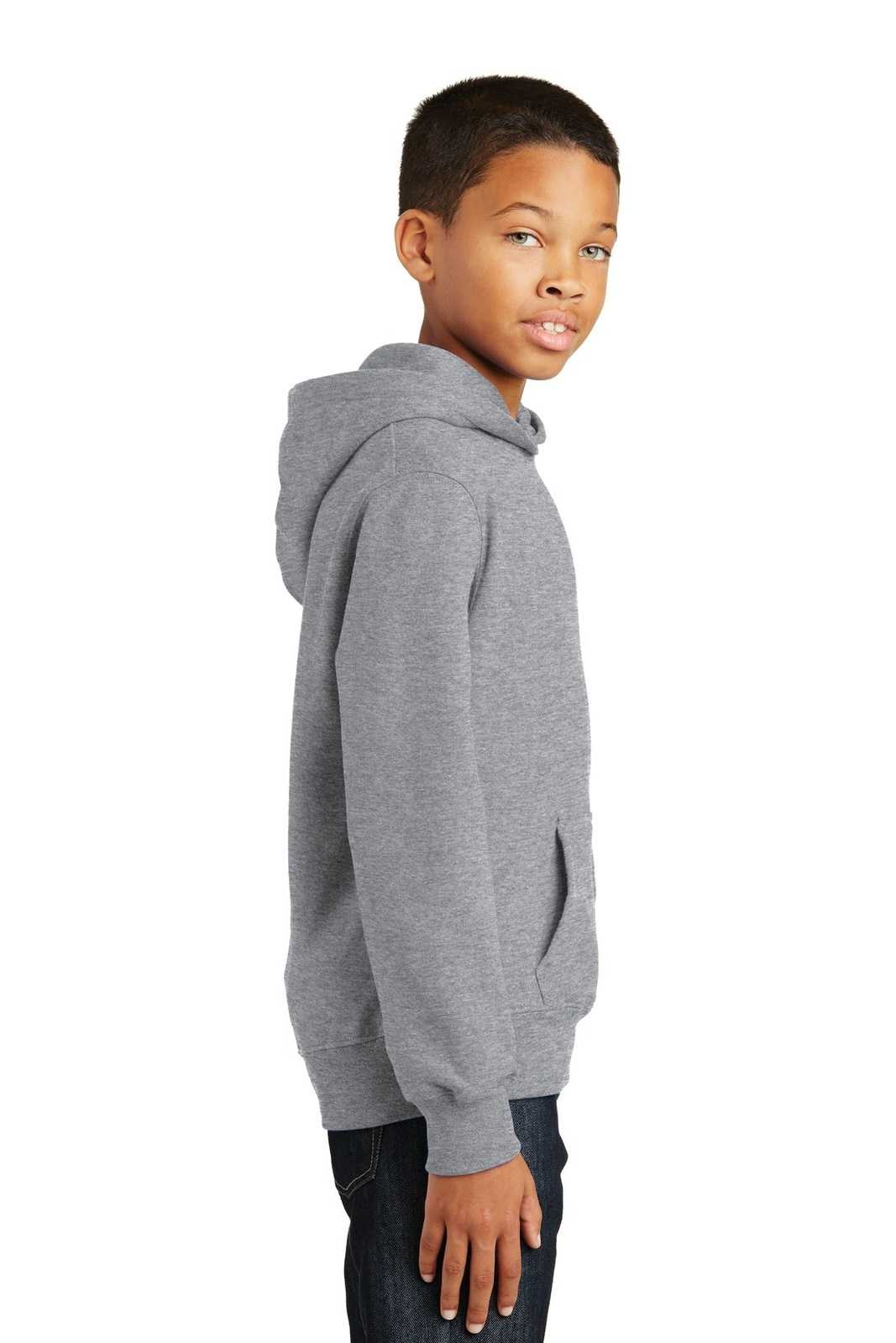 Port &amp; Company PC850YH Youth Fan Favorite Fleece Pullover Hooded Sweatshirt - Athletic Heather - HIT a Double - 3