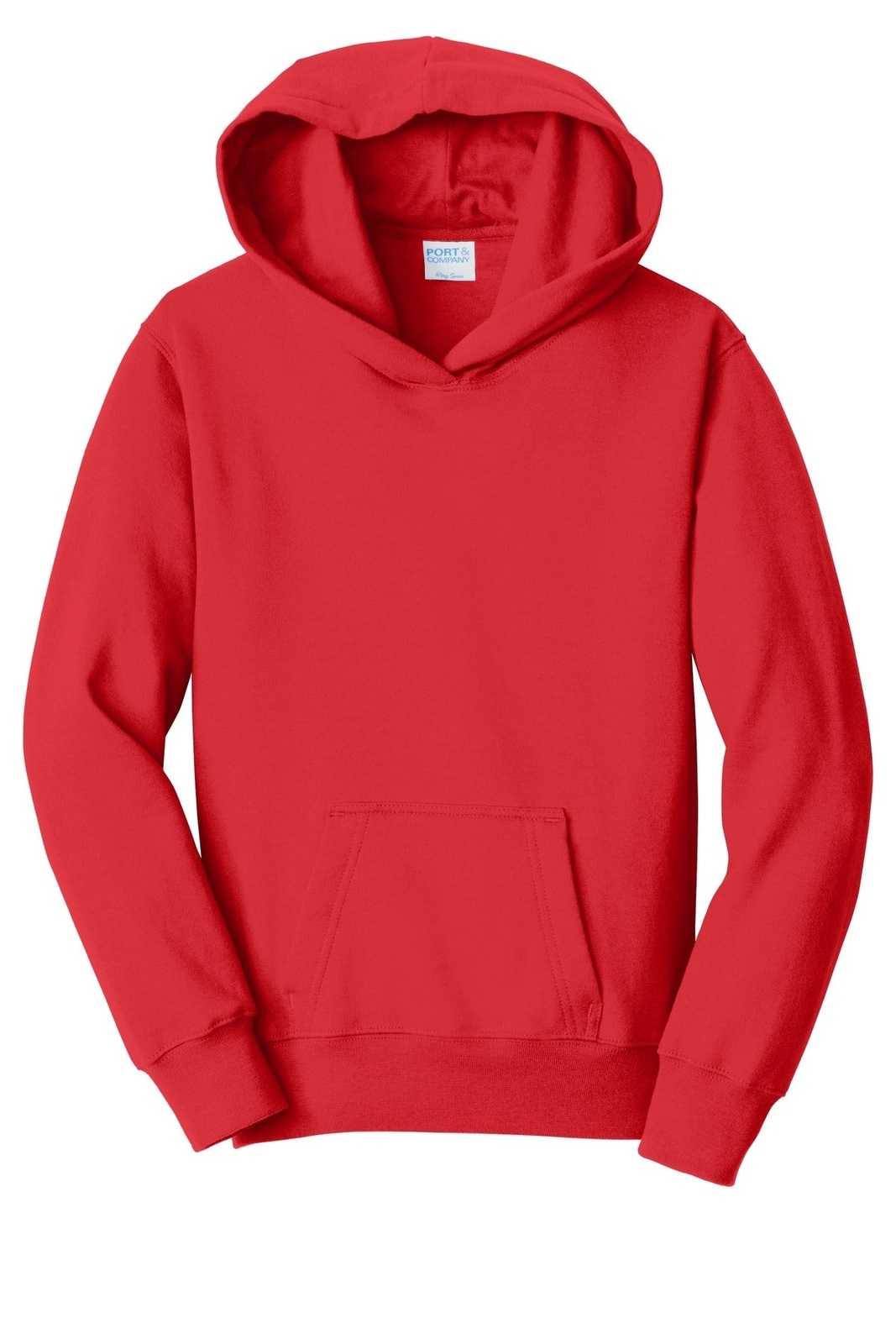 Port &amp; Company PC850YH Youth Fan Favorite Fleece Pullover Hooded Sweatshirt - Bright Red - HIT a Double - 5