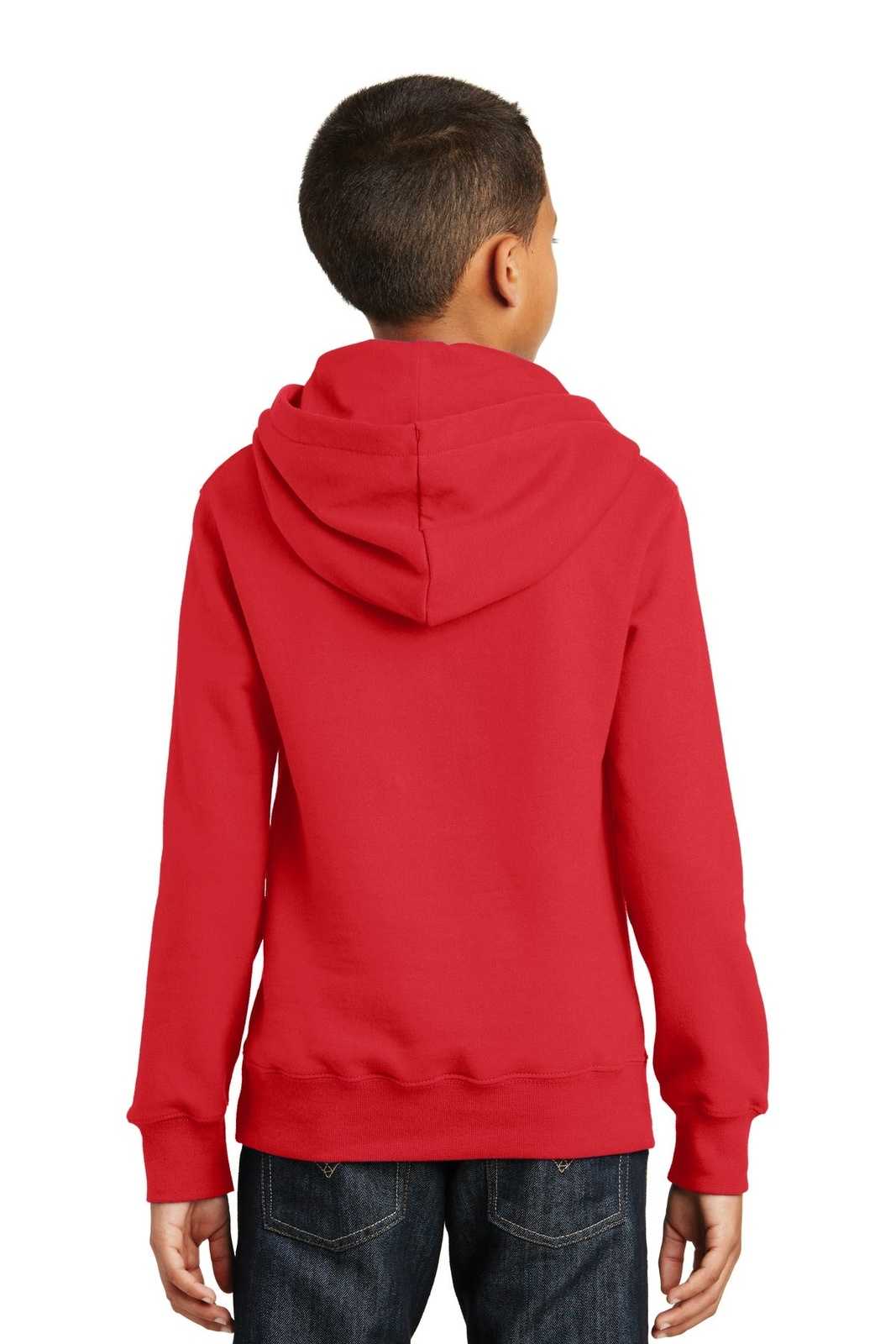 Port &amp; Company PC850YH Youth Fan Favorite Fleece Pullover Hooded Sweatshirt - Bright Red - HIT a Double - 2