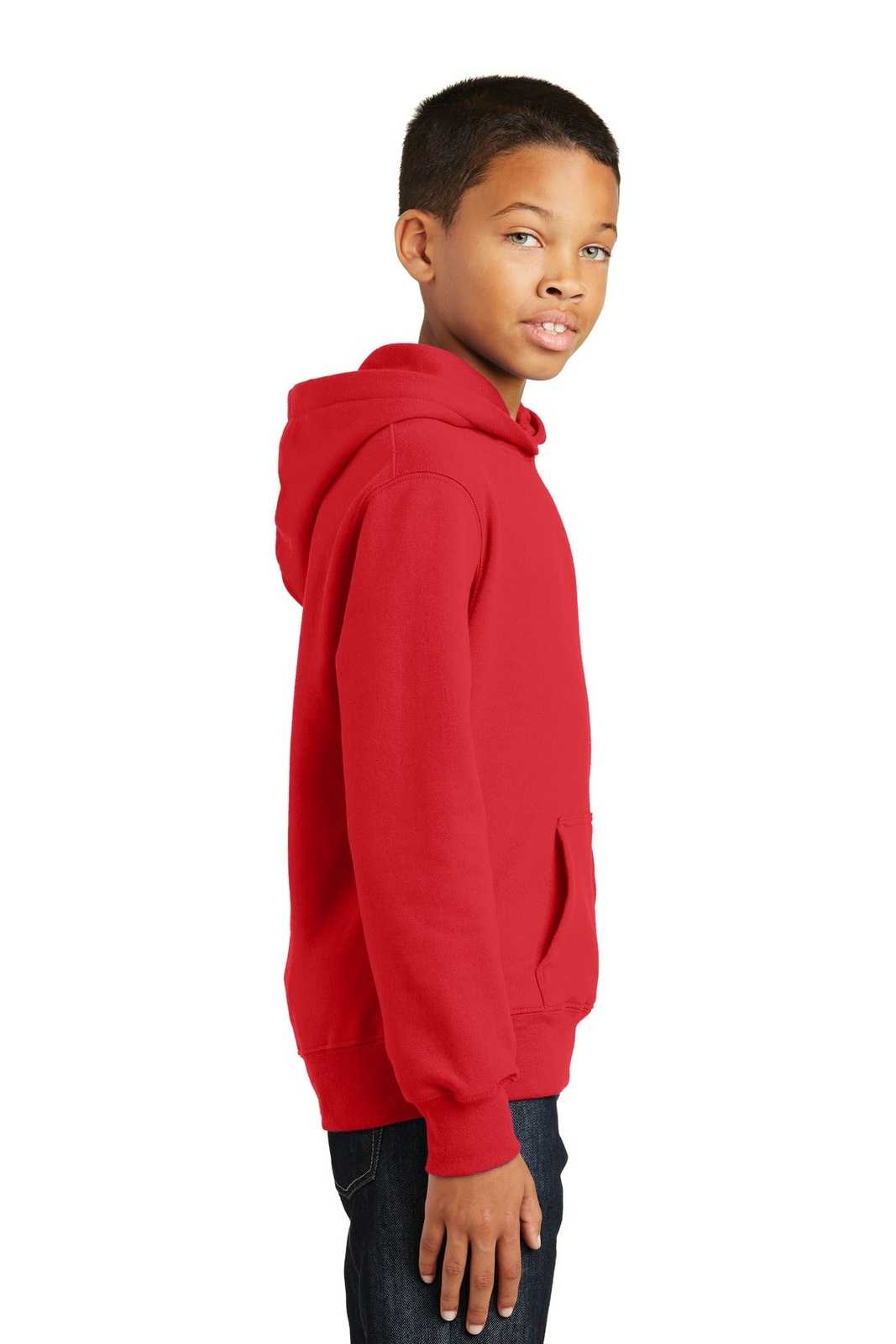 Port &amp; Company PC850YH Youth Fan Favorite Fleece Pullover Hooded Sweatshirt - Bright Red - HIT a Double - 3