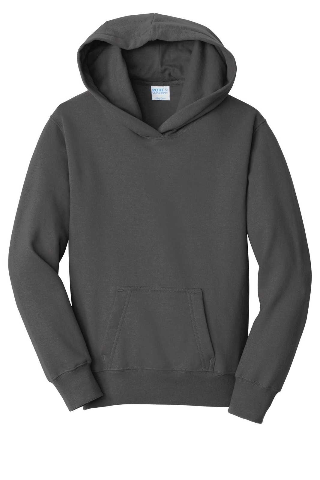 Port &amp; Company PC850YH Youth Fan Favorite Fleece Pullover Hooded Sweatshirt - Charcoal - HIT a Double - 5