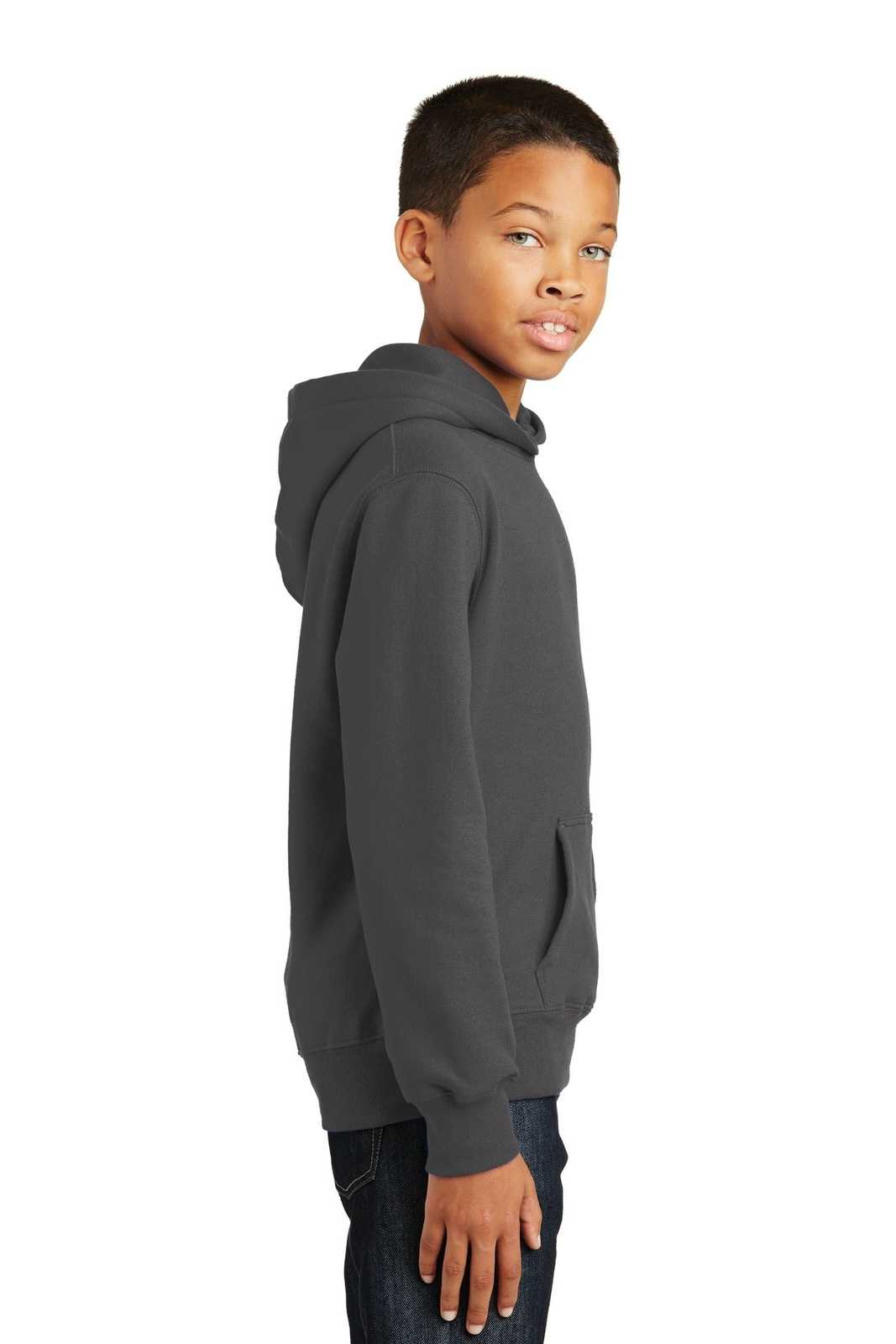 Port &amp; Company PC850YH Youth Fan Favorite Fleece Pullover Hooded Sweatshirt - Charcoal - HIT a Double - 3