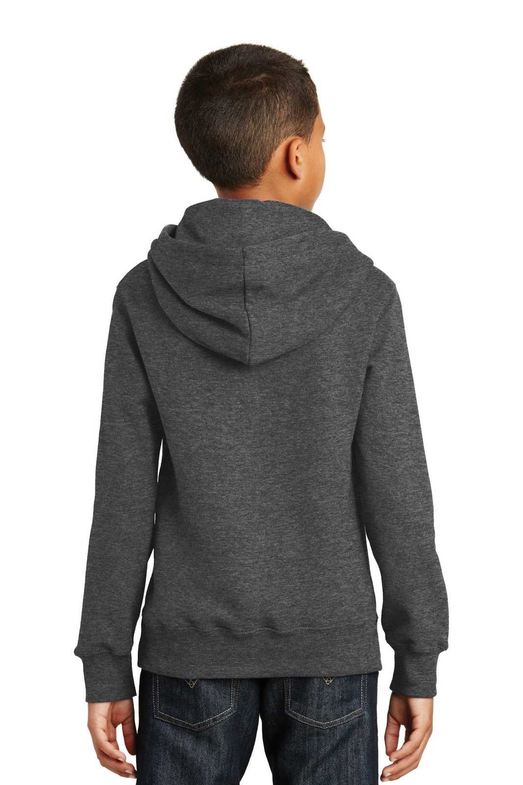 Port & Company PC850YH Youth Fan Favorite Fleece Pullover Hooded Sweatshirt - Dark Heather Gray - HIT a Double - 1