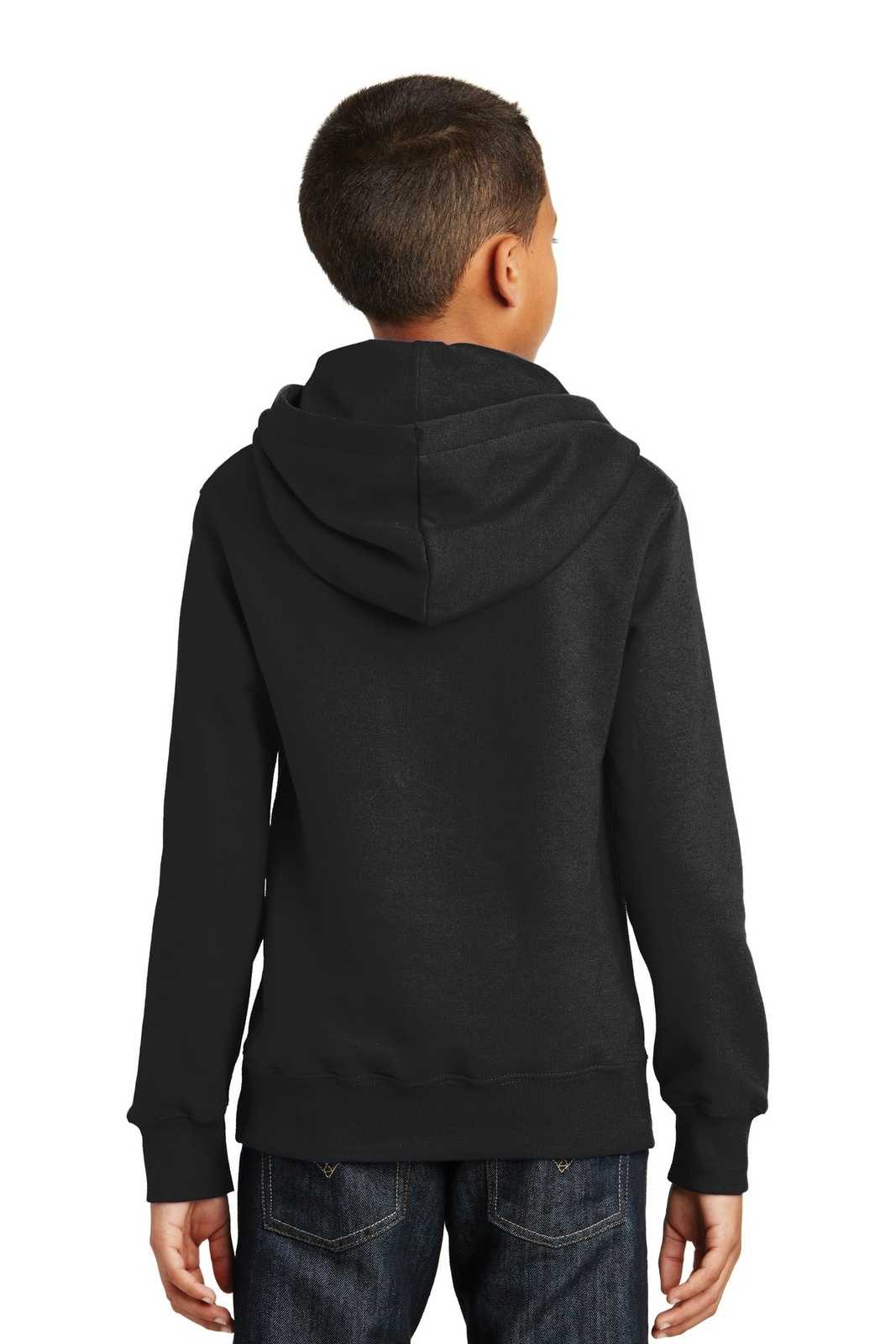 Port &amp; Company PC850YH Youth Fan Favorite Fleece Pullover Hooded Sweatshirt - Jet Black - HIT a Double - 2
