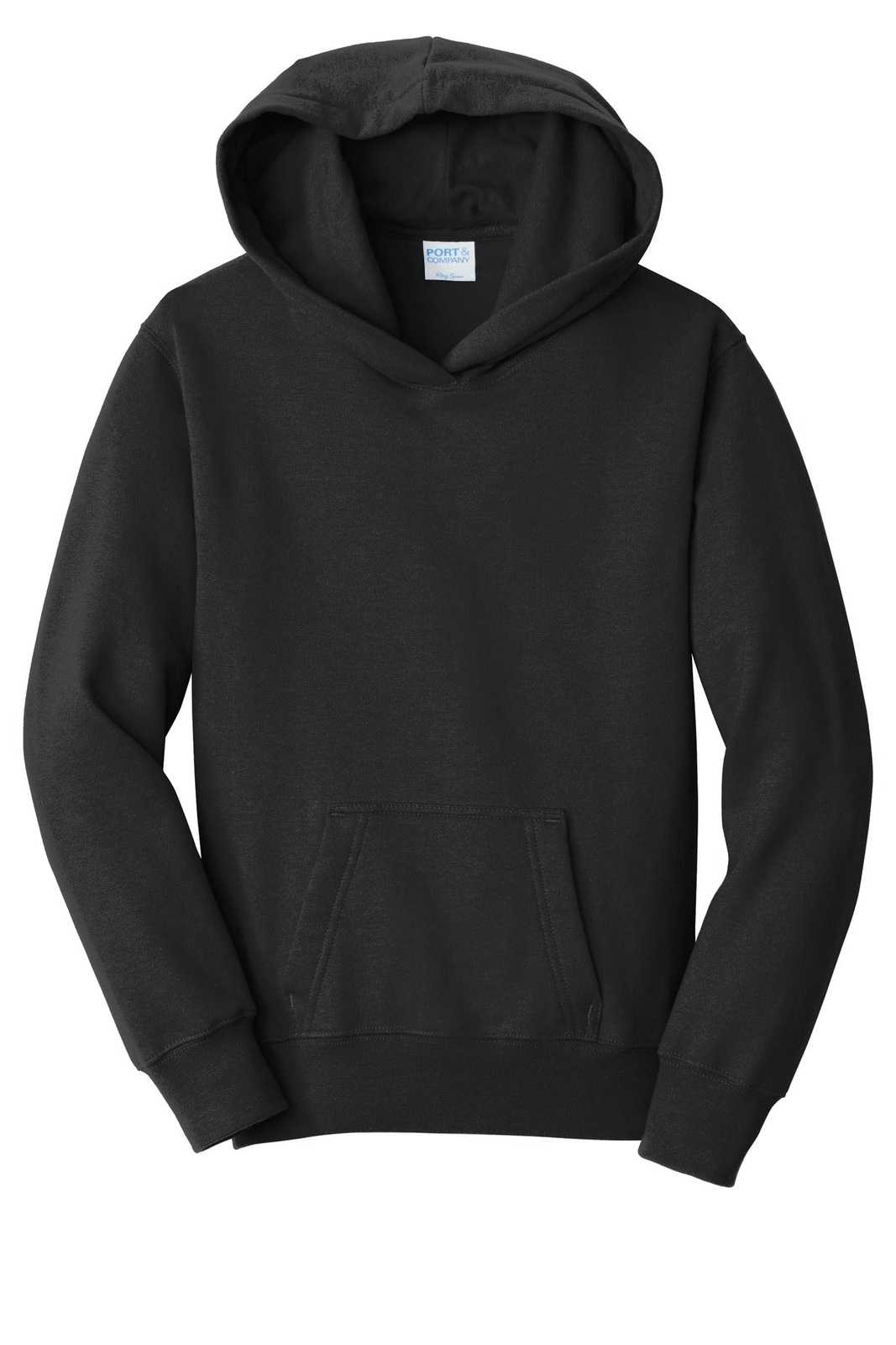 Port &amp; Company PC850YH Youth Fan Favorite Fleece Pullover Hooded Sweatshirt - Jet Black - HIT a Double - 5