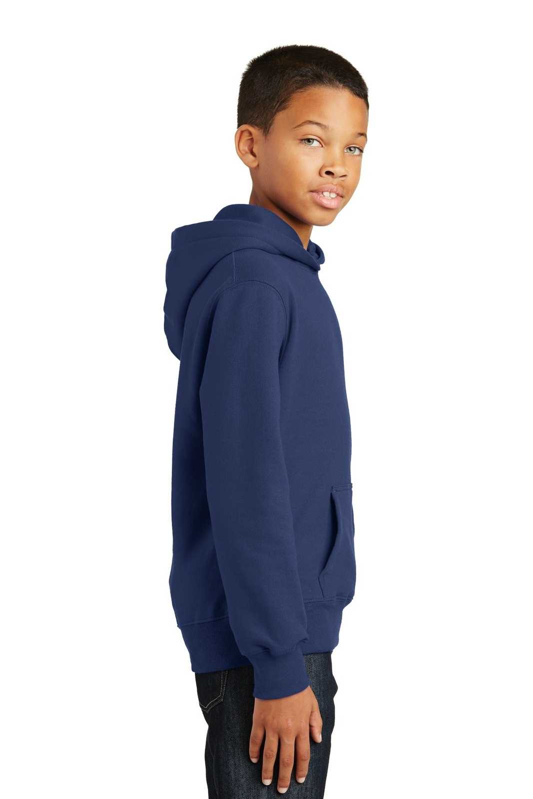 Port &amp; Company PC850YH Youth Fan Favorite Fleece Pullover Hooded Sweatshirt - Team Navy - HIT a Double - 3