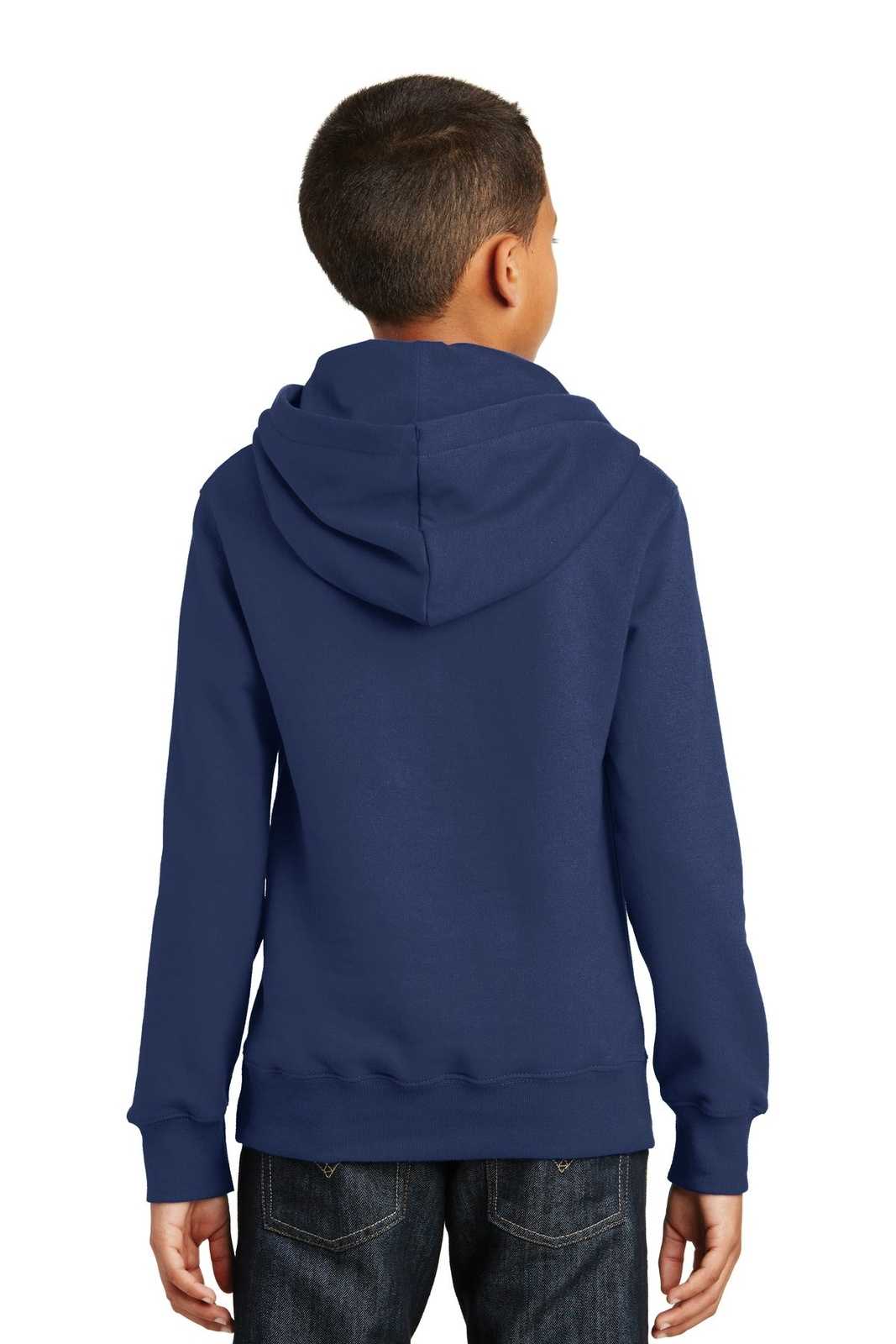 Port &amp; Company PC850YH Youth Fan Favorite Fleece Pullover Hooded Sweatshirt - Team Navy - HIT a Double - 2