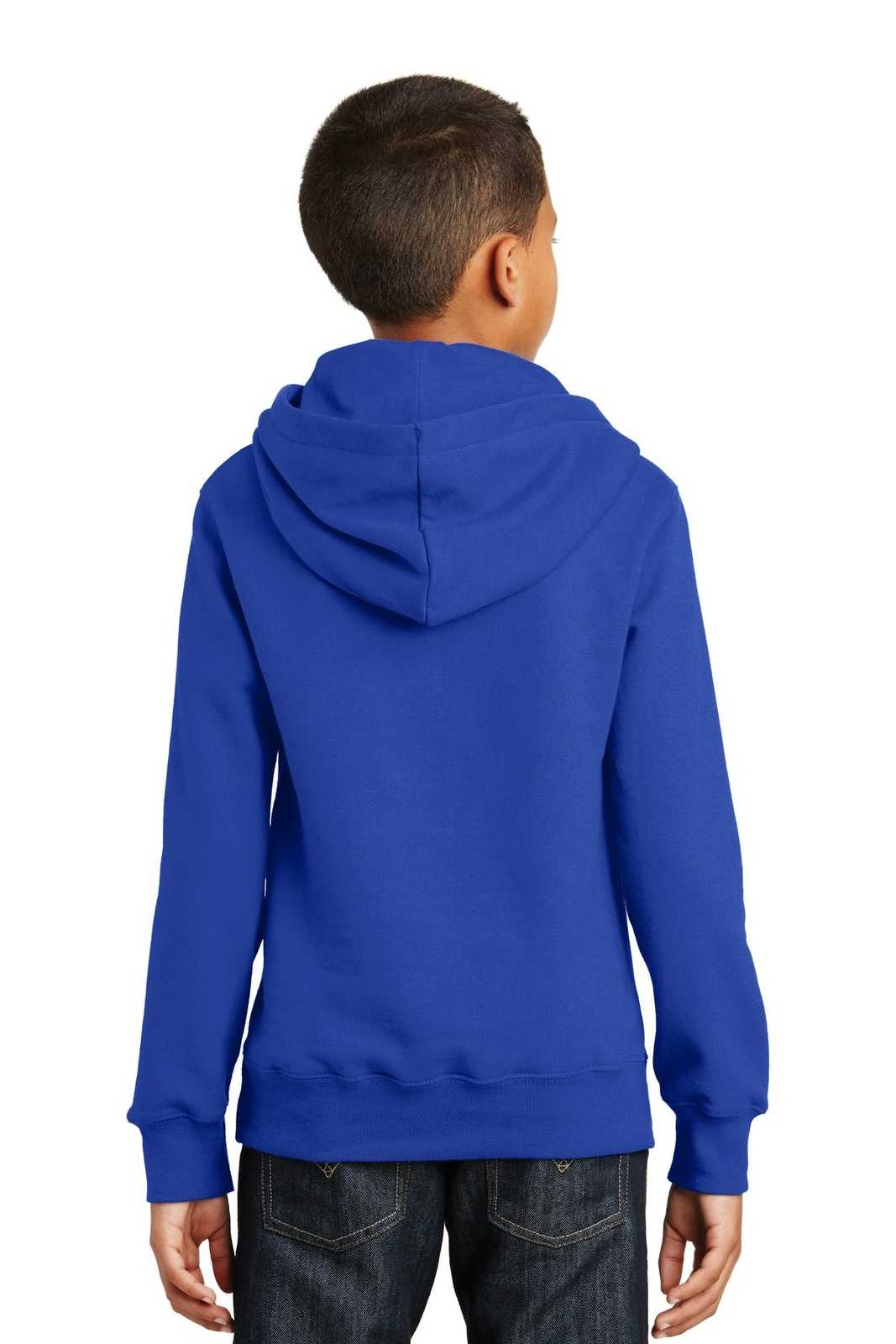 Port &amp; Company PC850YH Youth Fan Favorite Fleece Pullover Hooded Sweatshirt - True Royal - HIT a Double - 2