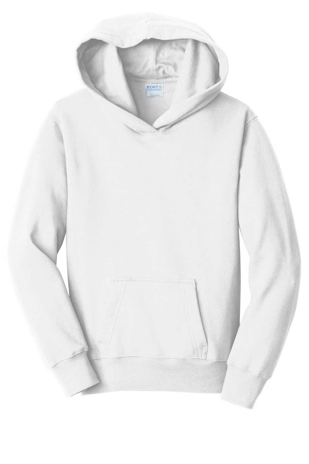 Port &amp; Company PC850YH Youth Fan Favorite Fleece Pullover Hooded Sweatshirt - White - HIT a Double - 5