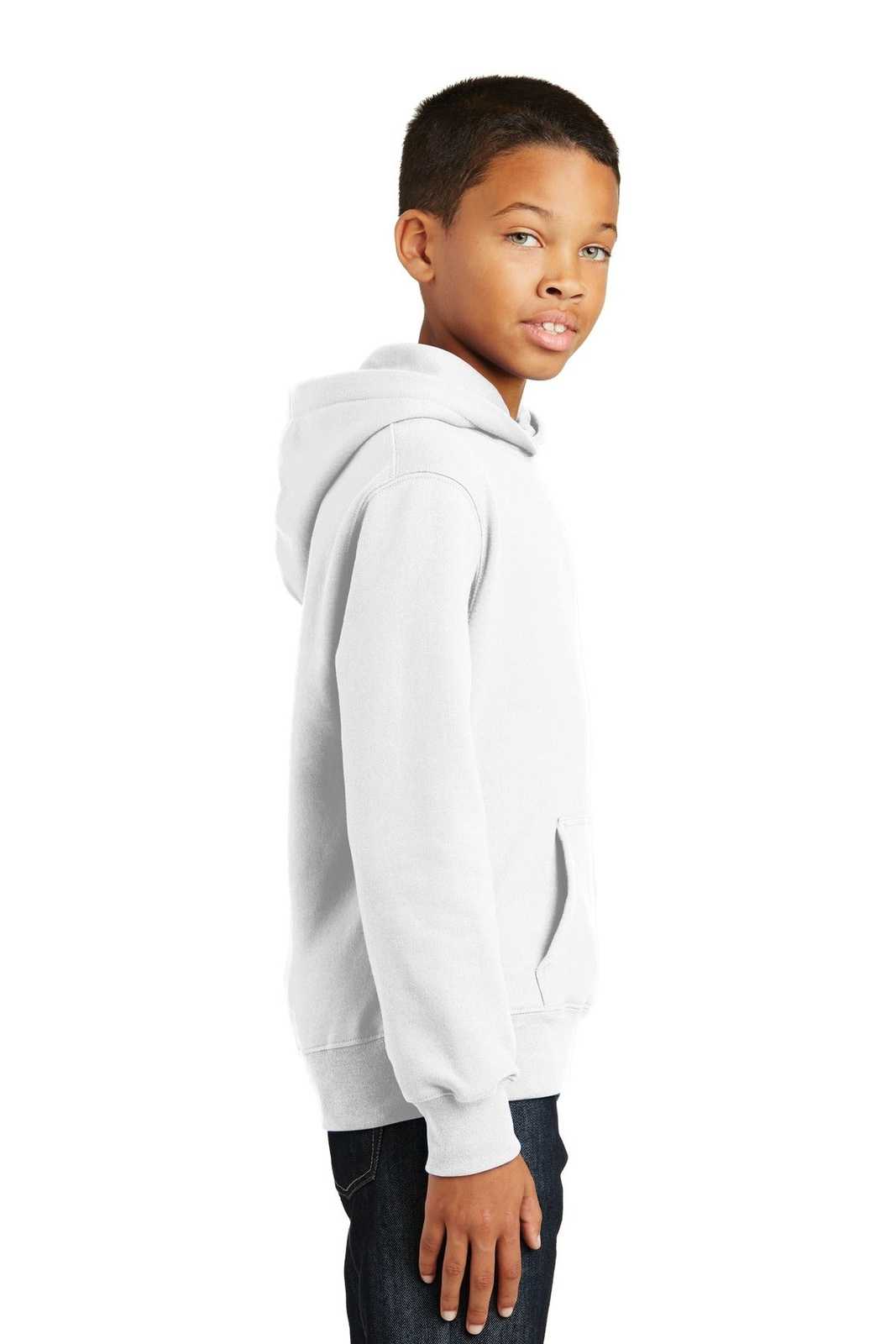 Port &amp; Company PC850YH Youth Fan Favorite Fleece Pullover Hooded Sweatshirt - White - HIT a Double - 3