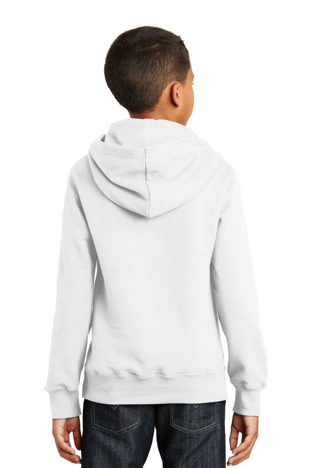 Port &amp; Company PC850YH Youth Fan Favorite Fleece Pullover Hooded Sweatshirt - White - HIT a Double - 2