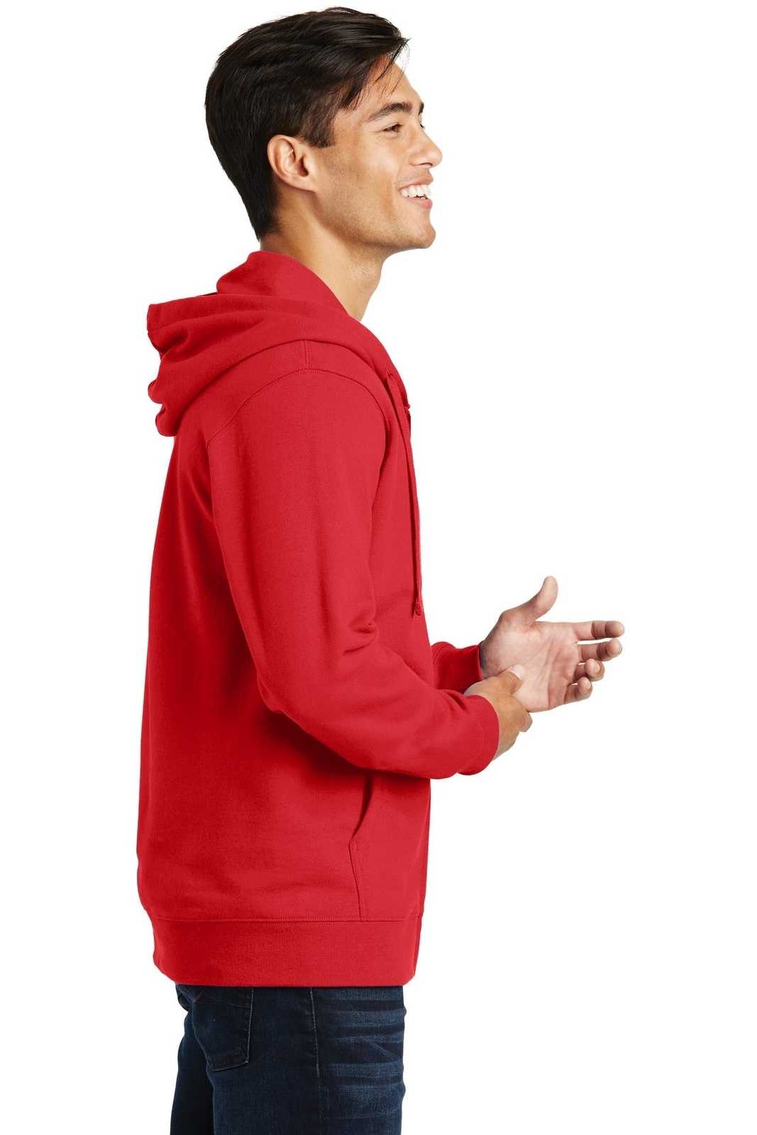 Port &amp; Company PC850ZH Fan Favorite Fleece Full-Zip Hooded Sweatshirt - Bright Red - HIT a Double - 3