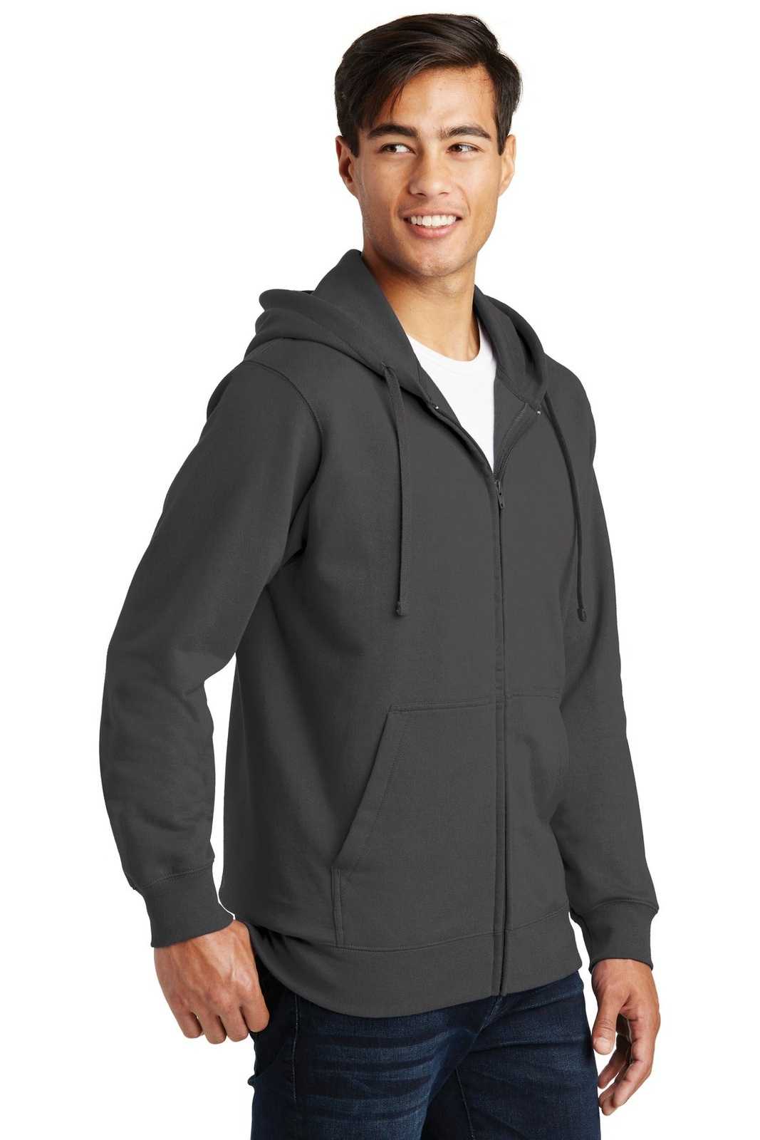 Port &amp; Company PC850ZH Fan Favorite Fleece Full-Zip Hooded Sweatshirt - Charcoal - HIT a Double - 4