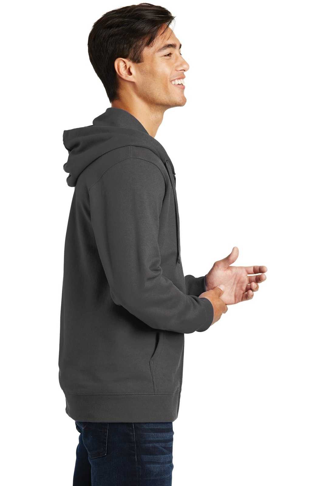 Port &amp; Company PC850ZH Fan Favorite Fleece Full-Zip Hooded Sweatshirt - Charcoal - HIT a Double - 3