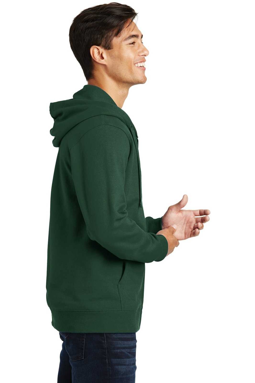 Port &amp; Company PC850ZH Fan Favorite Fleece Full-Zip Hooded Sweatshirt - Forest Green - HIT a Double - 3