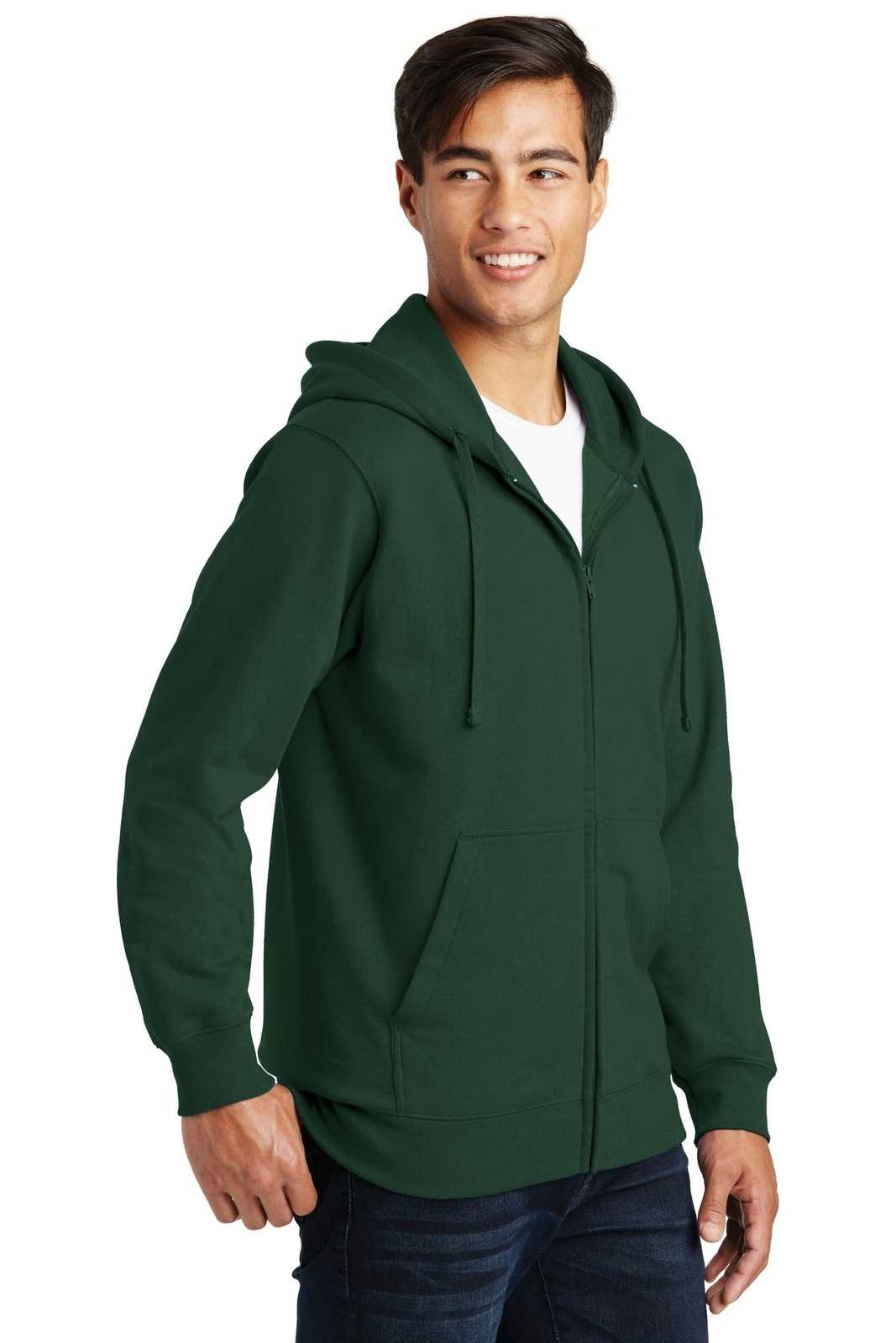 Port &amp; Company PC850ZH Fan Favorite Fleece Full-Zip Hooded Sweatshirt - Forest Green - HIT a Double - 4