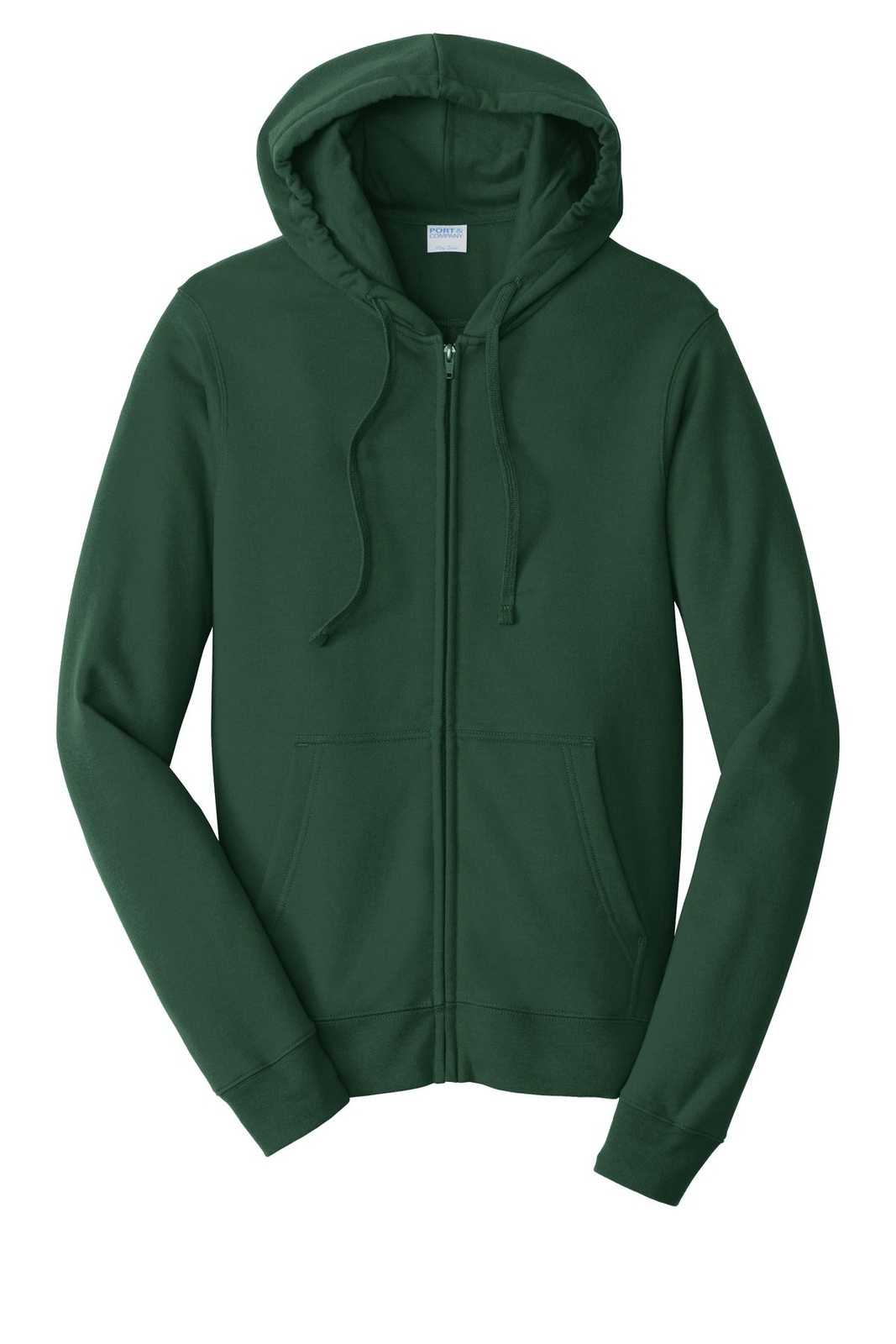 Port &amp; Company PC850ZH Fan Favorite Fleece Full-Zip Hooded Sweatshirt - Forest Green - HIT a Double - 5