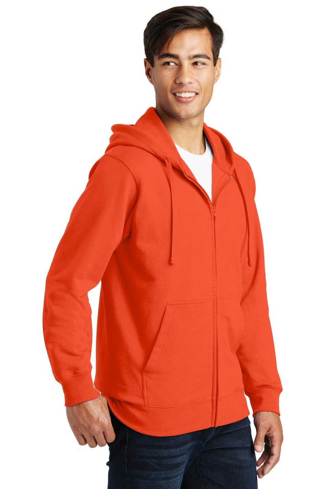 Port &amp; Company PC850ZH Fan Favorite Fleece Full-Zip Hooded Sweatshirt - Orange - HIT a Double - 4