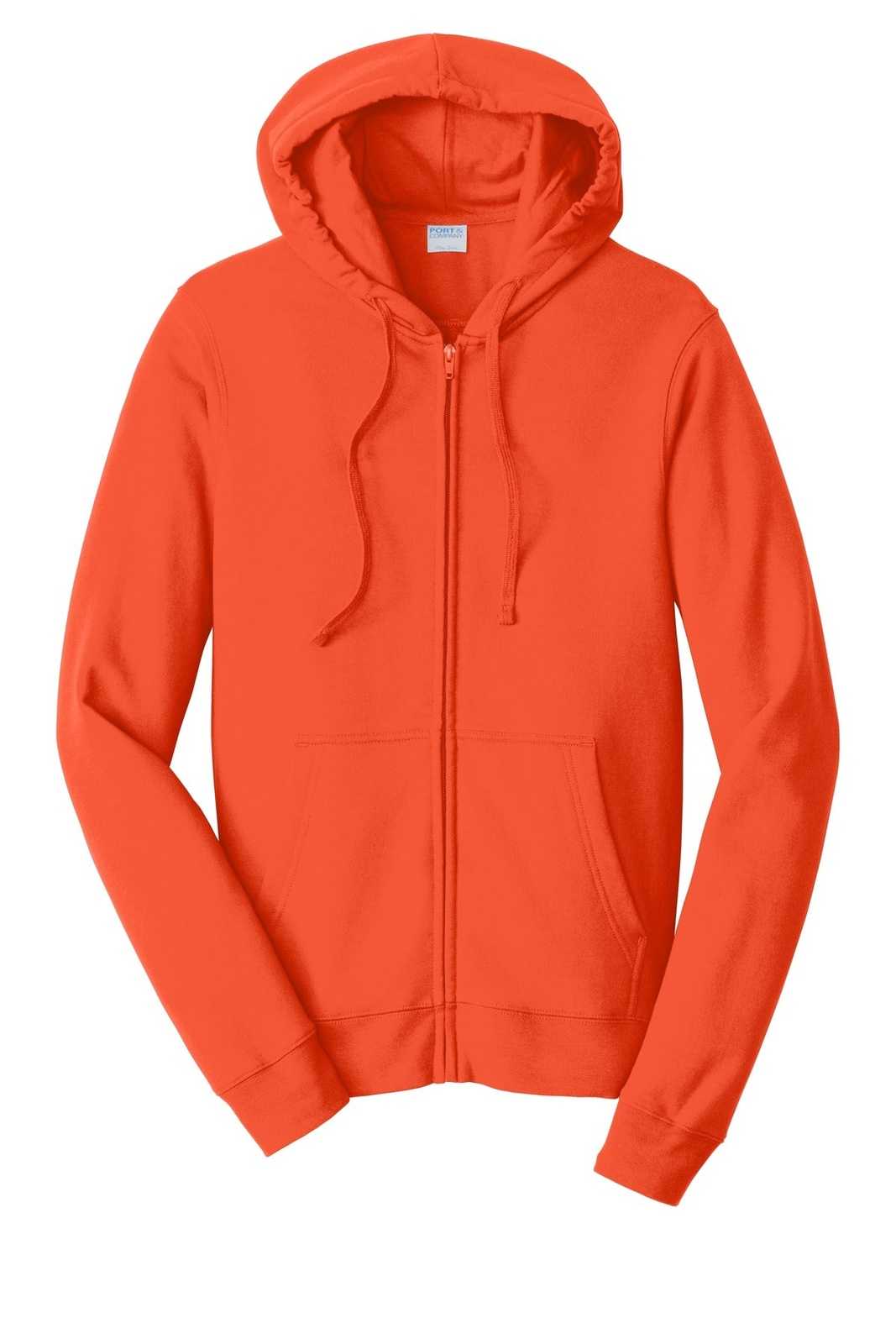 Port &amp; Company PC850ZH Fan Favorite Fleece Full-Zip Hooded Sweatshirt - Orange - HIT a Double - 5