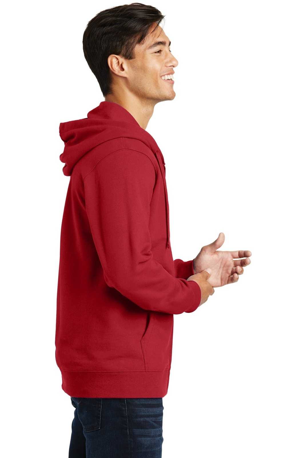 Port &amp; Company PC850ZH Fan Favorite Fleece Full-Zip Hooded Sweatshirt - Team Cardinal - HIT a Double - 3