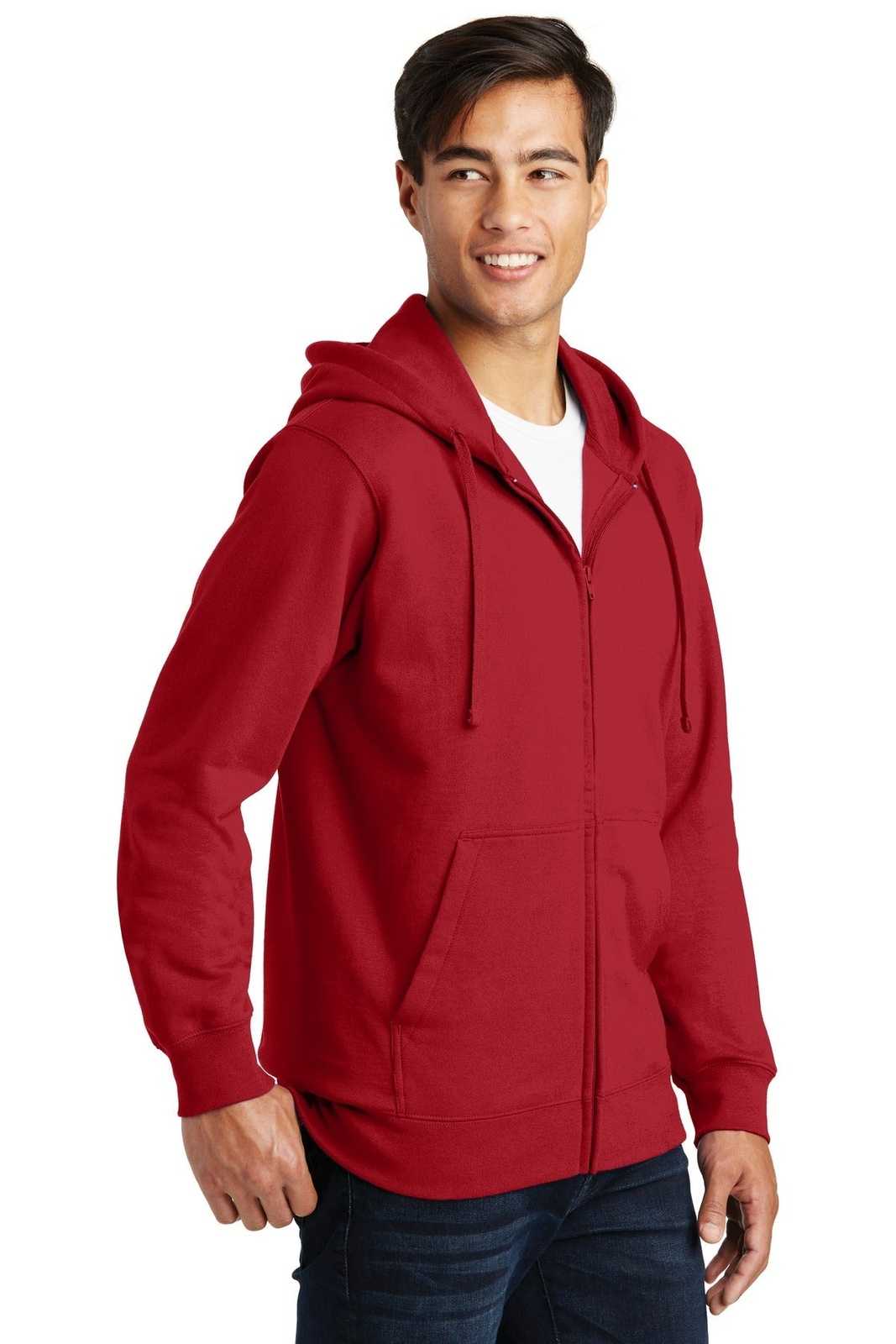 Port &amp; Company PC850ZH Fan Favorite Fleece Full-Zip Hooded Sweatshirt - Team Cardinal - HIT a Double - 4