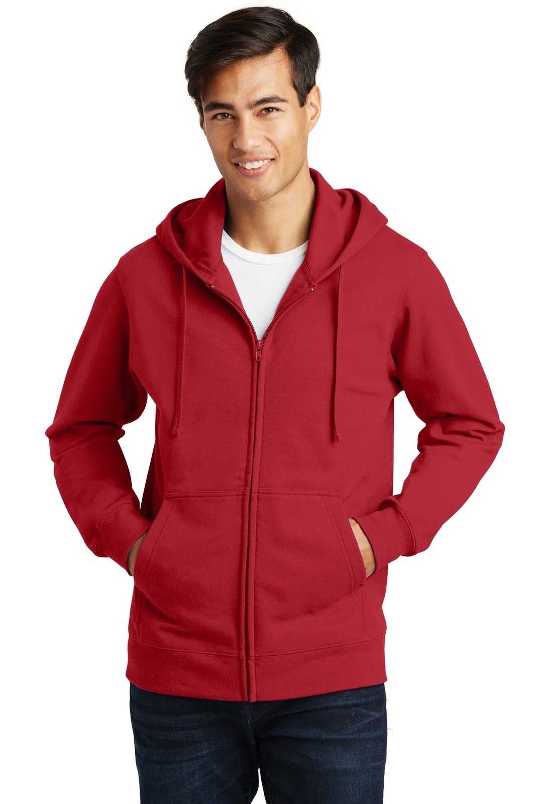 Port &amp; Company PC850ZH Fan Favorite Fleece Full-Zip Hooded Sweatshirt - Team Cardinal - HIT a Double - 1