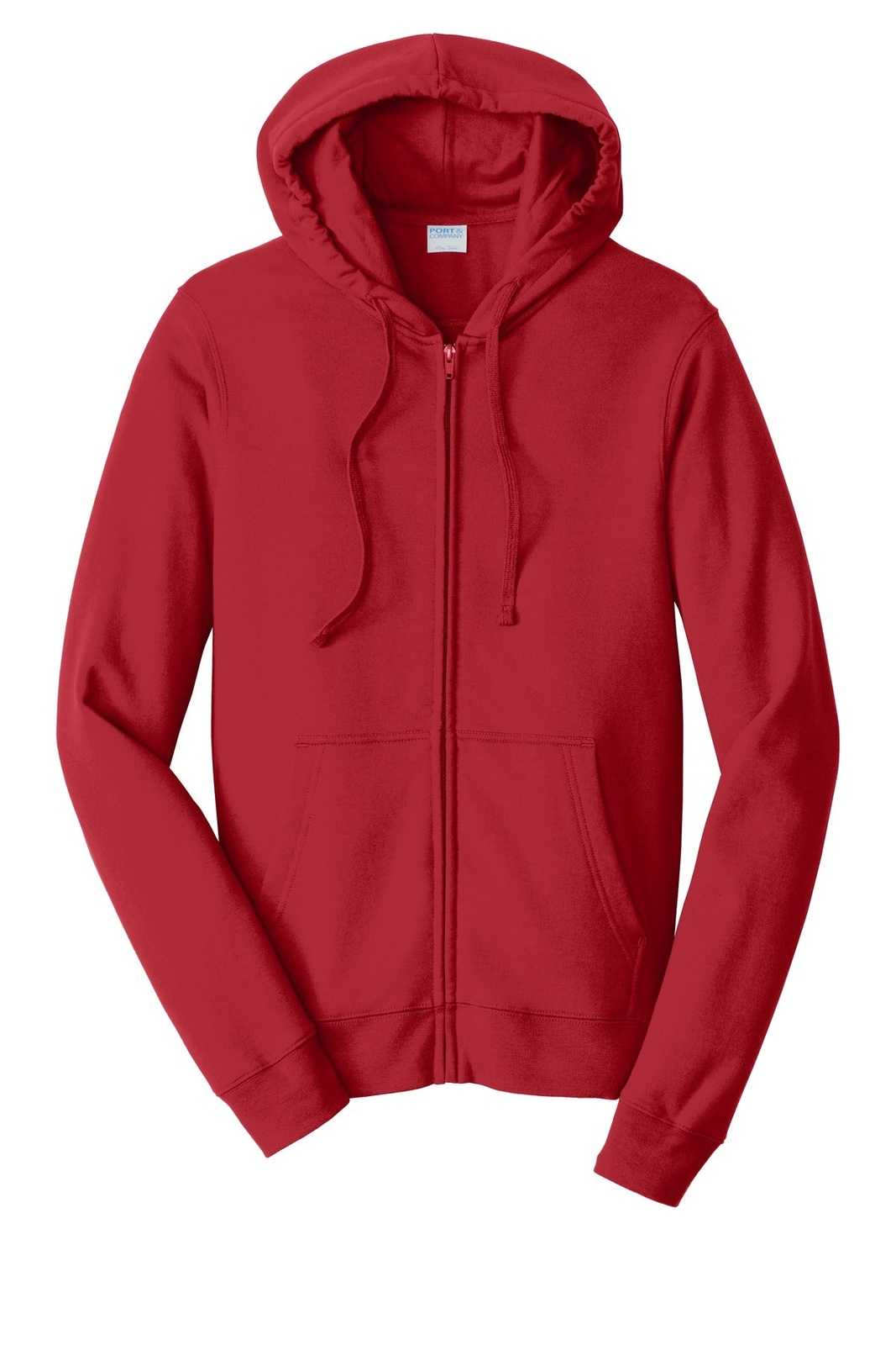 Port &amp; Company PC850ZH Fan Favorite Fleece Full-Zip Hooded Sweatshirt - Team Cardinal - HIT a Double - 5