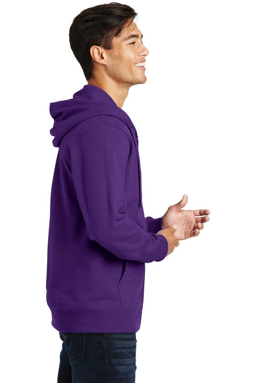 Port &amp; Company PC850ZH Fan Favorite Fleece Full-Zip Hooded Sweatshirt - Team Purple - HIT a Double - 3
