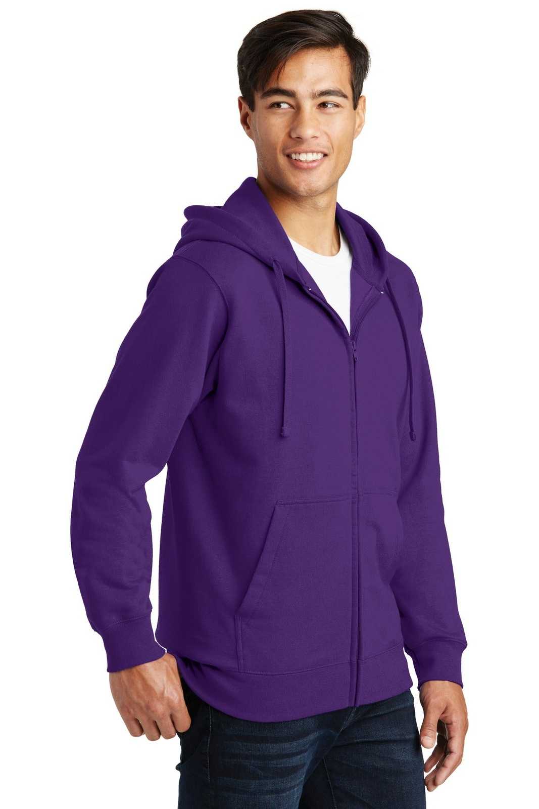 Port &amp; Company PC850ZH Fan Favorite Fleece Full-Zip Hooded Sweatshirt - Team Purple - HIT a Double - 4