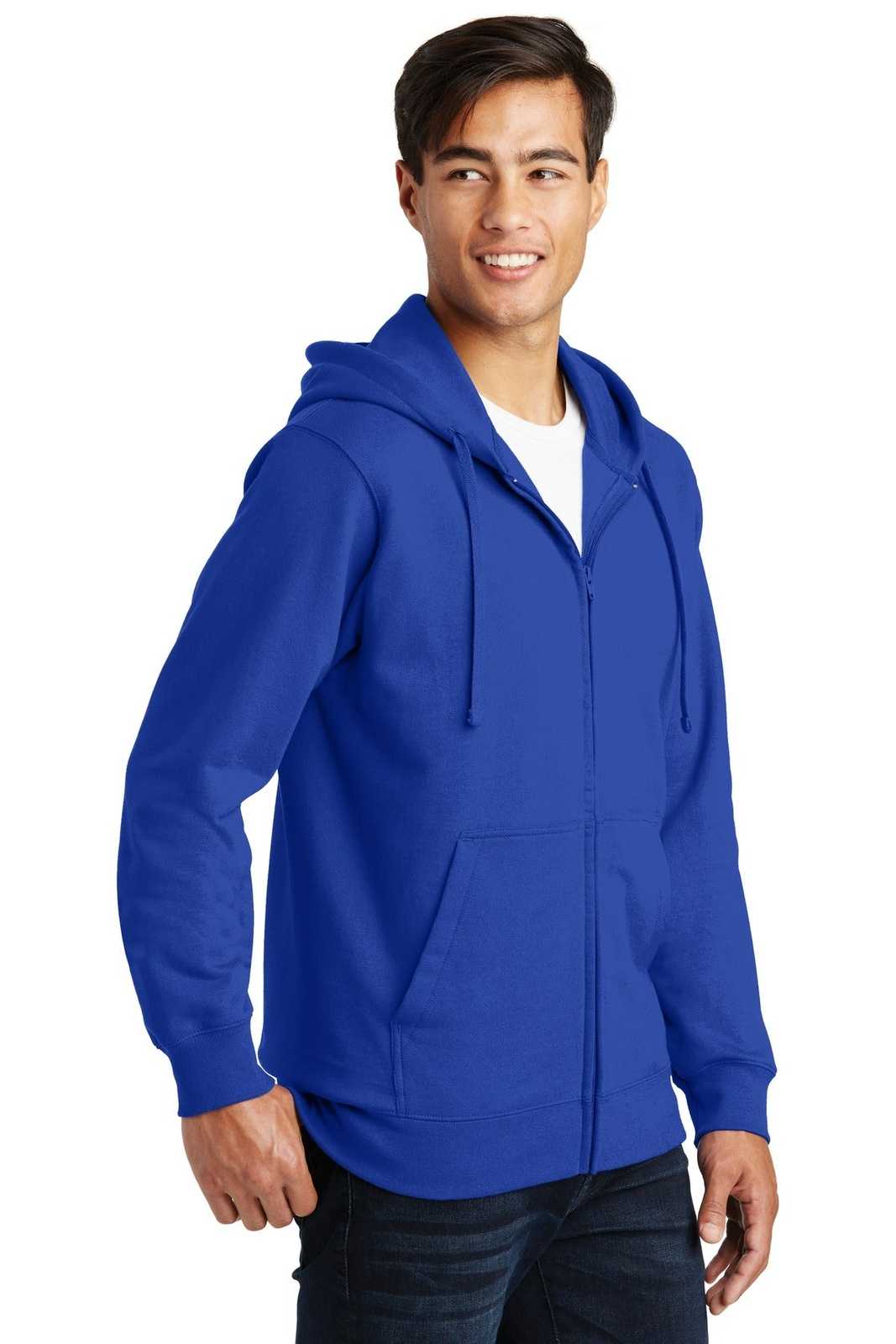 Port &amp; Company PC850ZH Fan Favorite Fleece Full-Zip Hooded Sweatshirt - True Royal - HIT a Double - 4