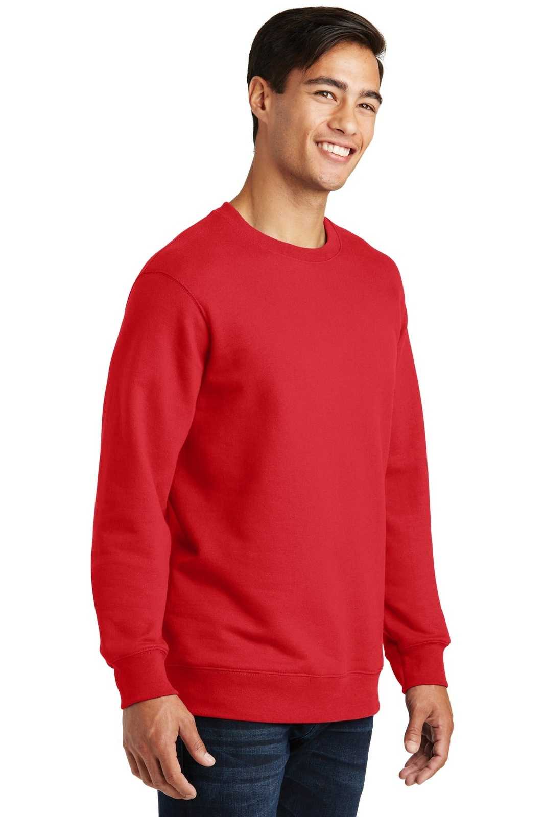 Port &amp; Company PC850 Fan Favorite Fleece Crewneck Sweatshirt - Bright Red - HIT a Double - 4