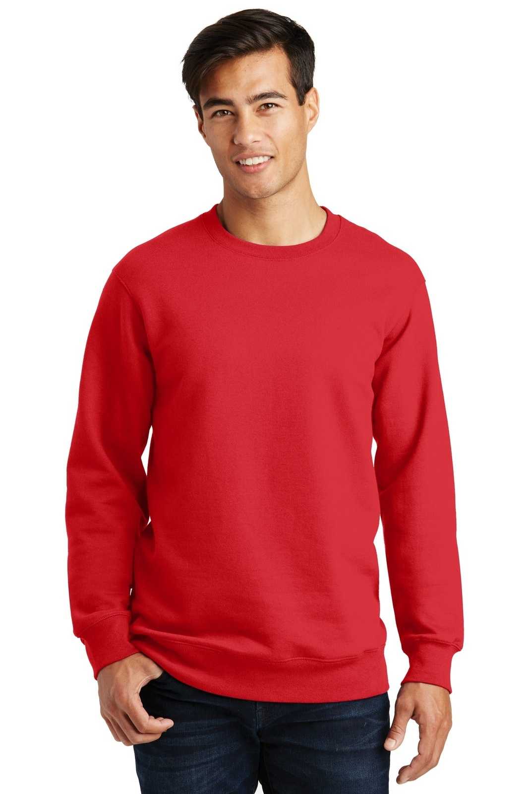 Port &amp; Company PC850 Fan Favorite Fleece Crewneck Sweatshirt - Bright Red - HIT a Double - 1