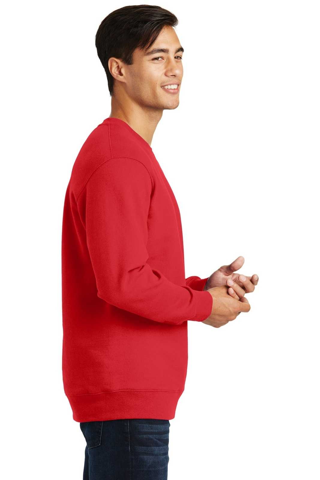 Port &amp; Company PC850 Fan Favorite Fleece Crewneck Sweatshirt - Bright Red - HIT a Double - 3