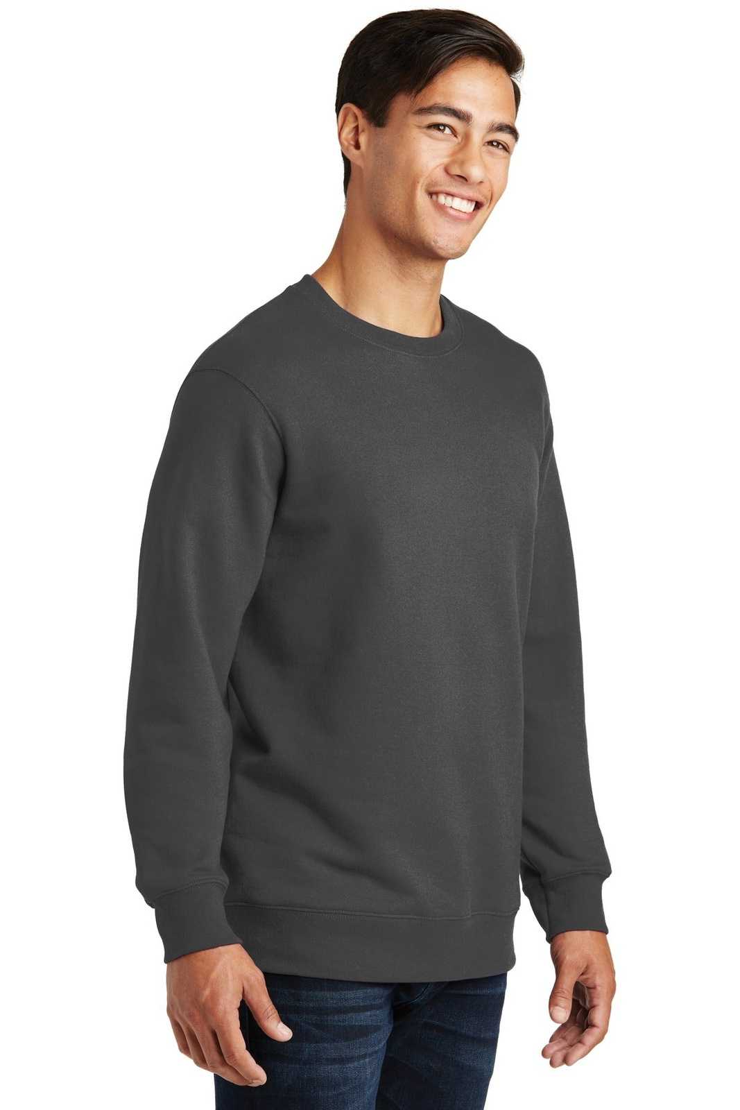 Port &amp; Company PC850 Fan Favorite Fleece Crewneck Sweatshirt - Charcoal - HIT a Double - 4