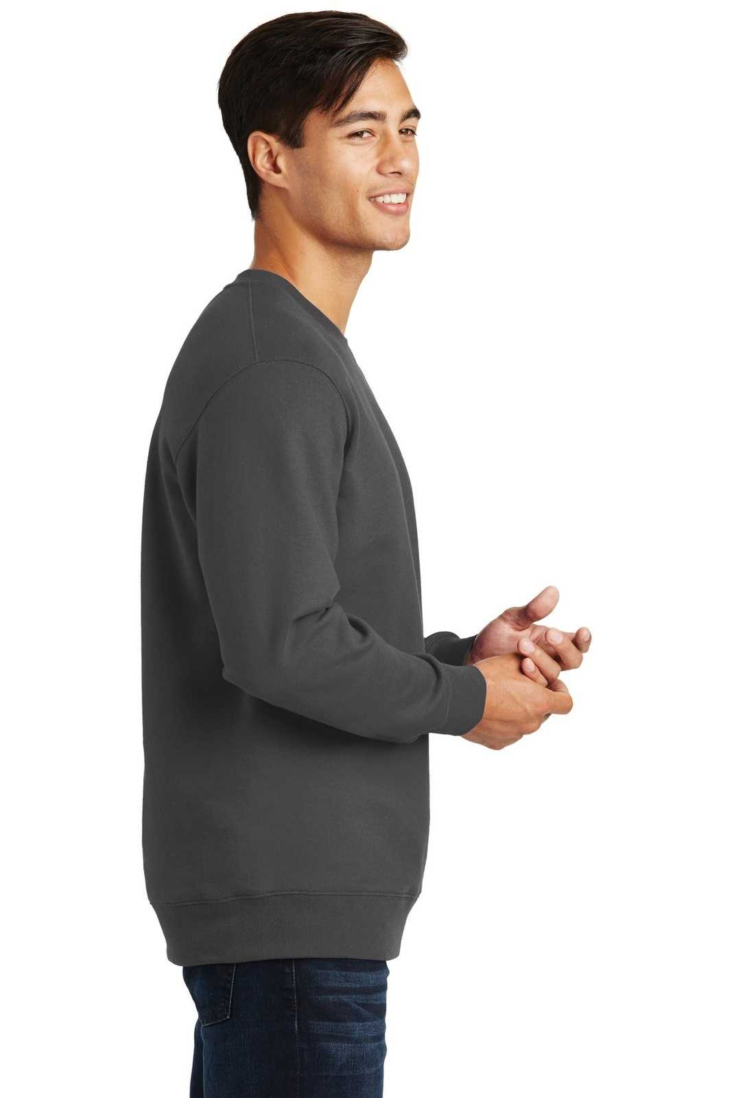 Port &amp; Company PC850 Fan Favorite Fleece Crewneck Sweatshirt - Charcoal - HIT a Double - 3