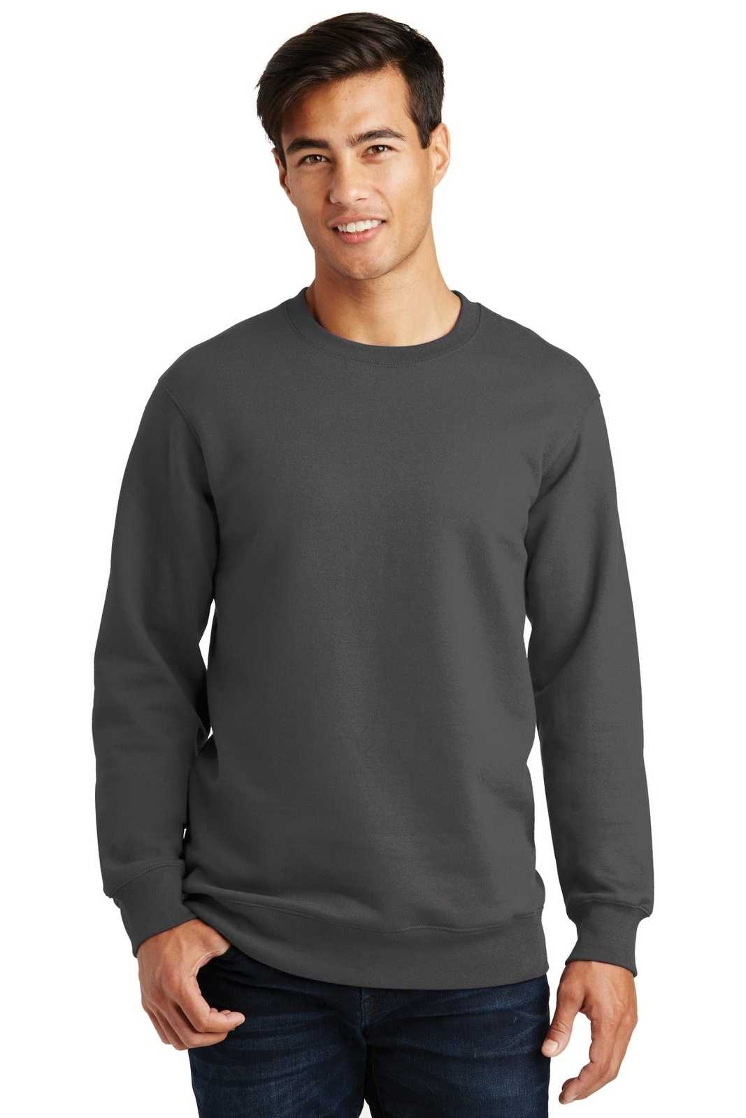 Port &amp; Company PC850 Fan Favorite Fleece Crewneck Sweatshirt - Charcoal - HIT a Double - 1
