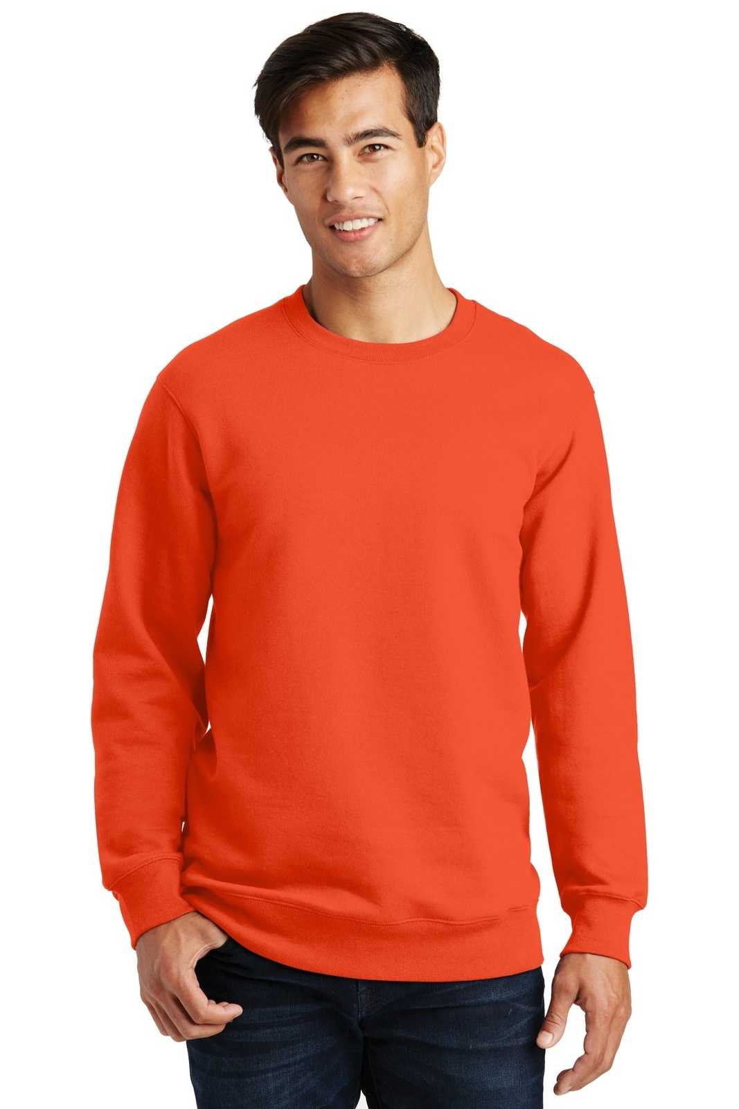 Port &amp; Company PC850 Fan Favorite Fleece Crewneck Sweatshirt - Orange - HIT a Double - 1