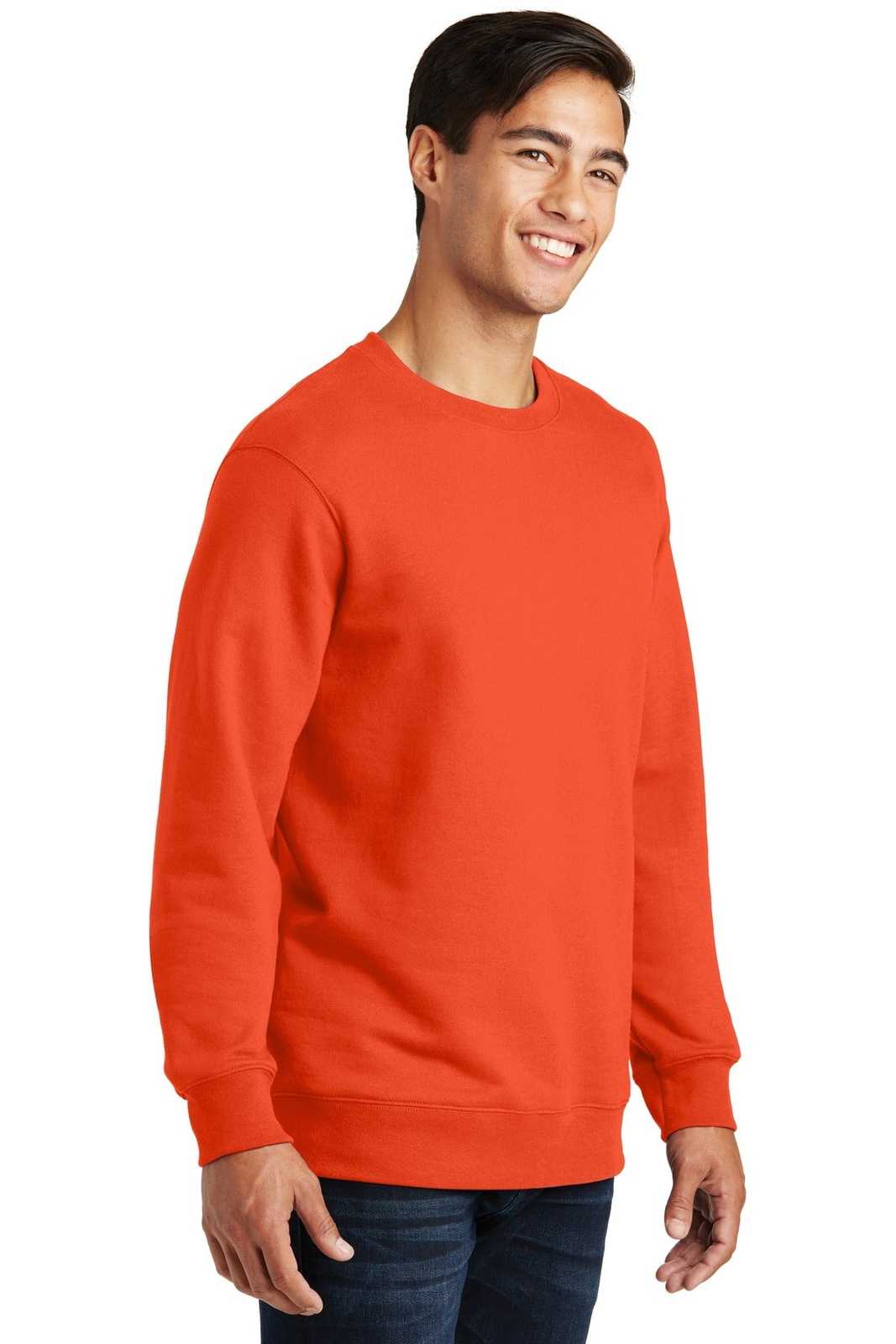 Port &amp; Company PC850 Fan Favorite Fleece Crewneck Sweatshirt - Orange - HIT a Double - 4
