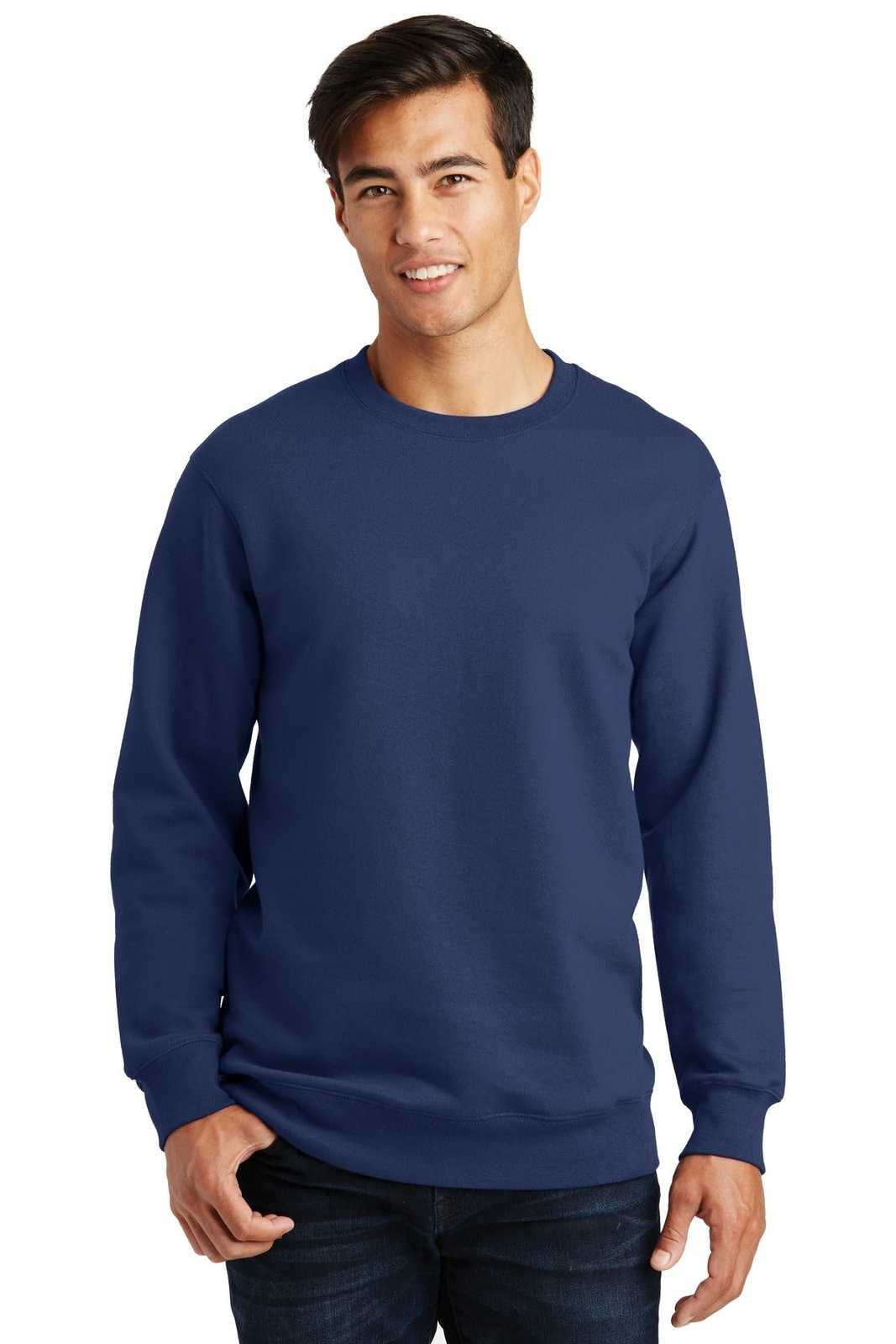 Port &amp; Company PC850 Fan Favorite Fleece Crewneck Sweatshirt - Team Navy - HIT a Double - 1