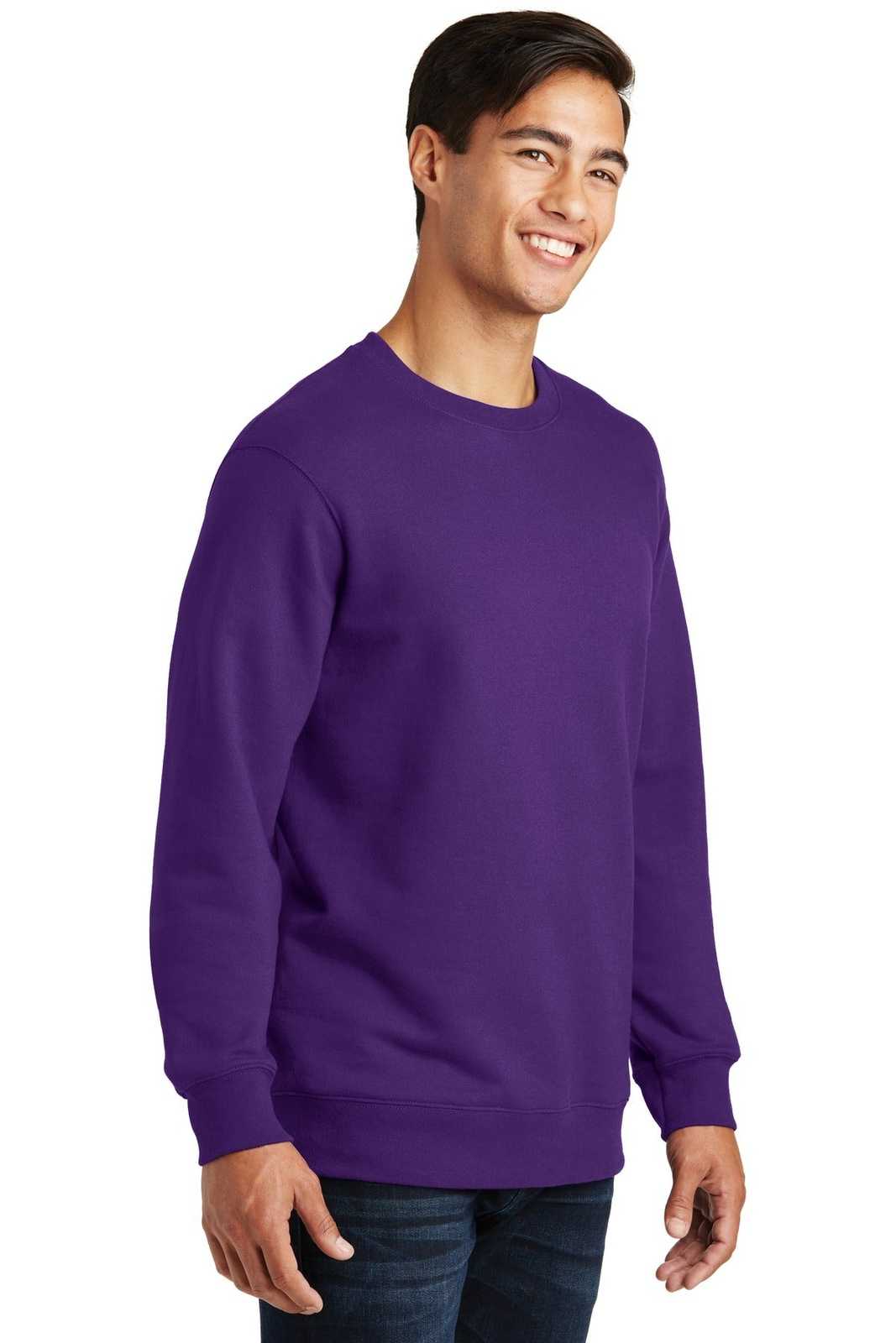 Port &amp; Company PC850 Fan Favorite Fleece Crewneck Sweatshirt - Team Purple - HIT a Double - 4