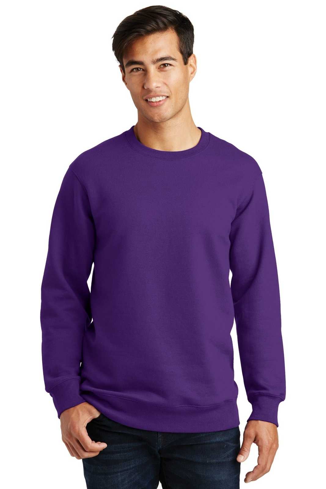 Port &amp; Company PC850 Fan Favorite Fleece Crewneck Sweatshirt - Team Purple - HIT a Double - 1