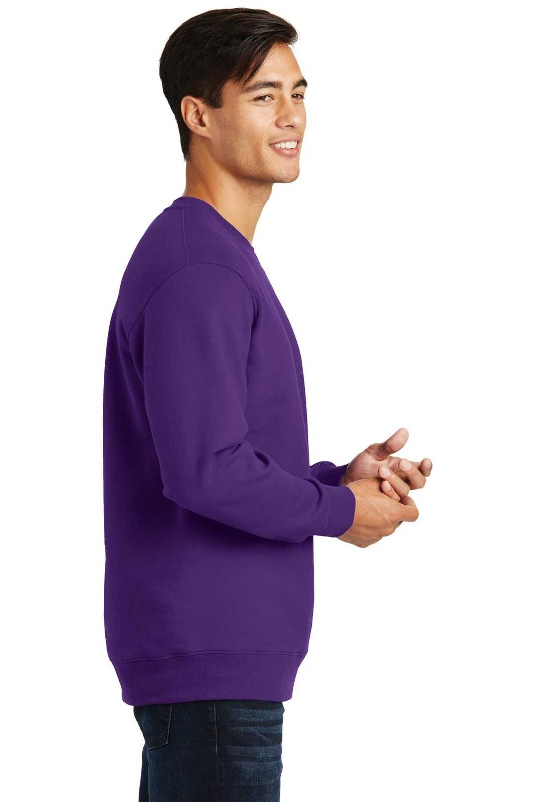 Port &amp; Company PC850 Fan Favorite Fleece Crewneck Sweatshirt - Team Purple - HIT a Double - 3