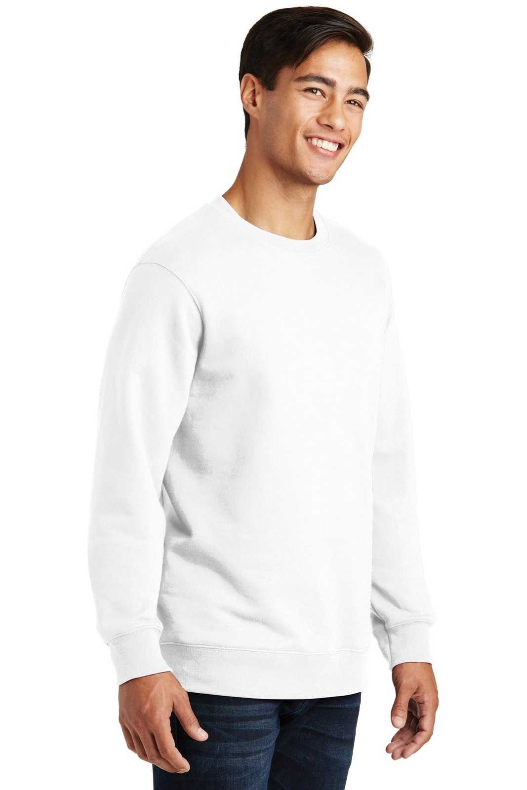 Port &amp; Company PC850 Fan Favorite Fleece Crewneck Sweatshirt - White - HIT a Double - 4