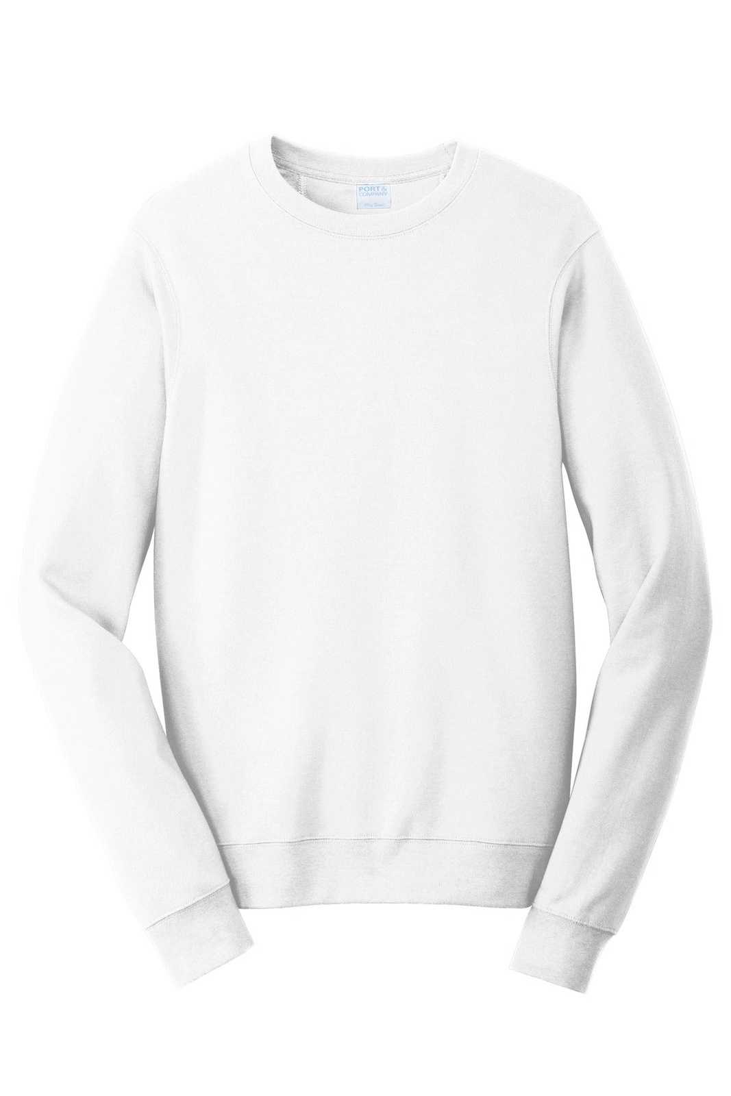 Port &amp; Company PC850 Fan Favorite Fleece Crewneck Sweatshirt - White - HIT a Double - 5